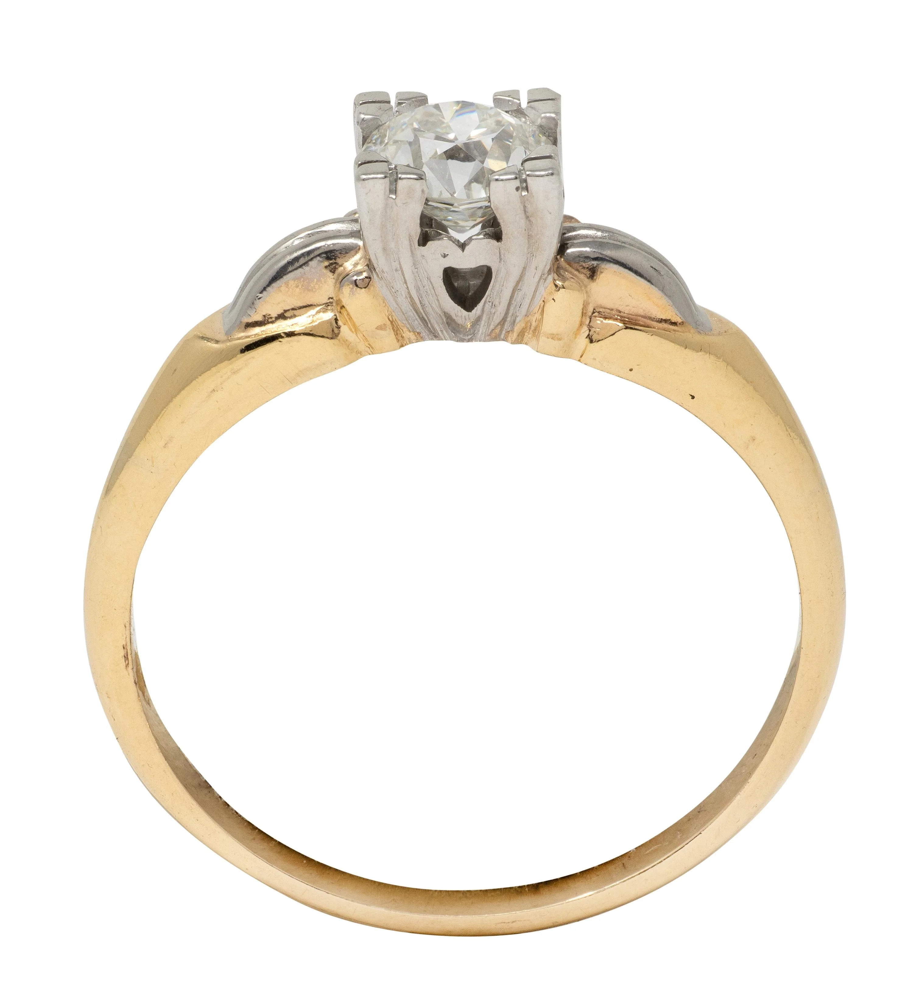 Retro 0.43 CT Diamond 14 Karat Two-Tone Gold Vintage Heart Solitaire Engagement Ring - Image 9