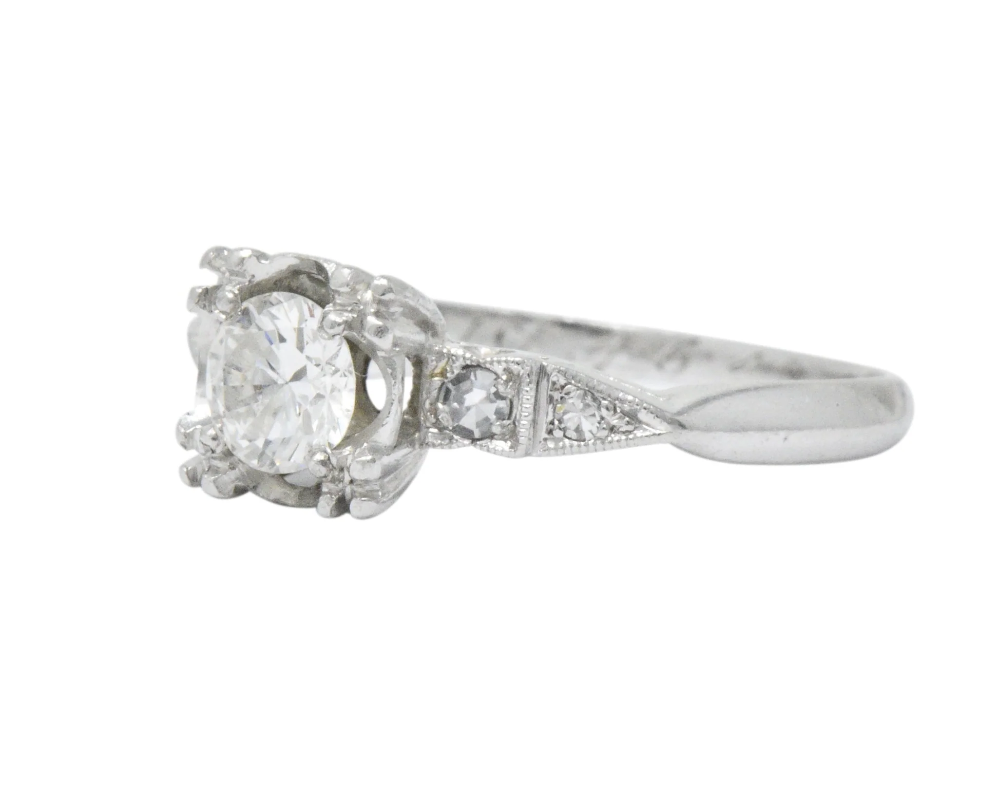 Retro 0.46 CTW Diamond Platinum Engagement Ring - Image 2