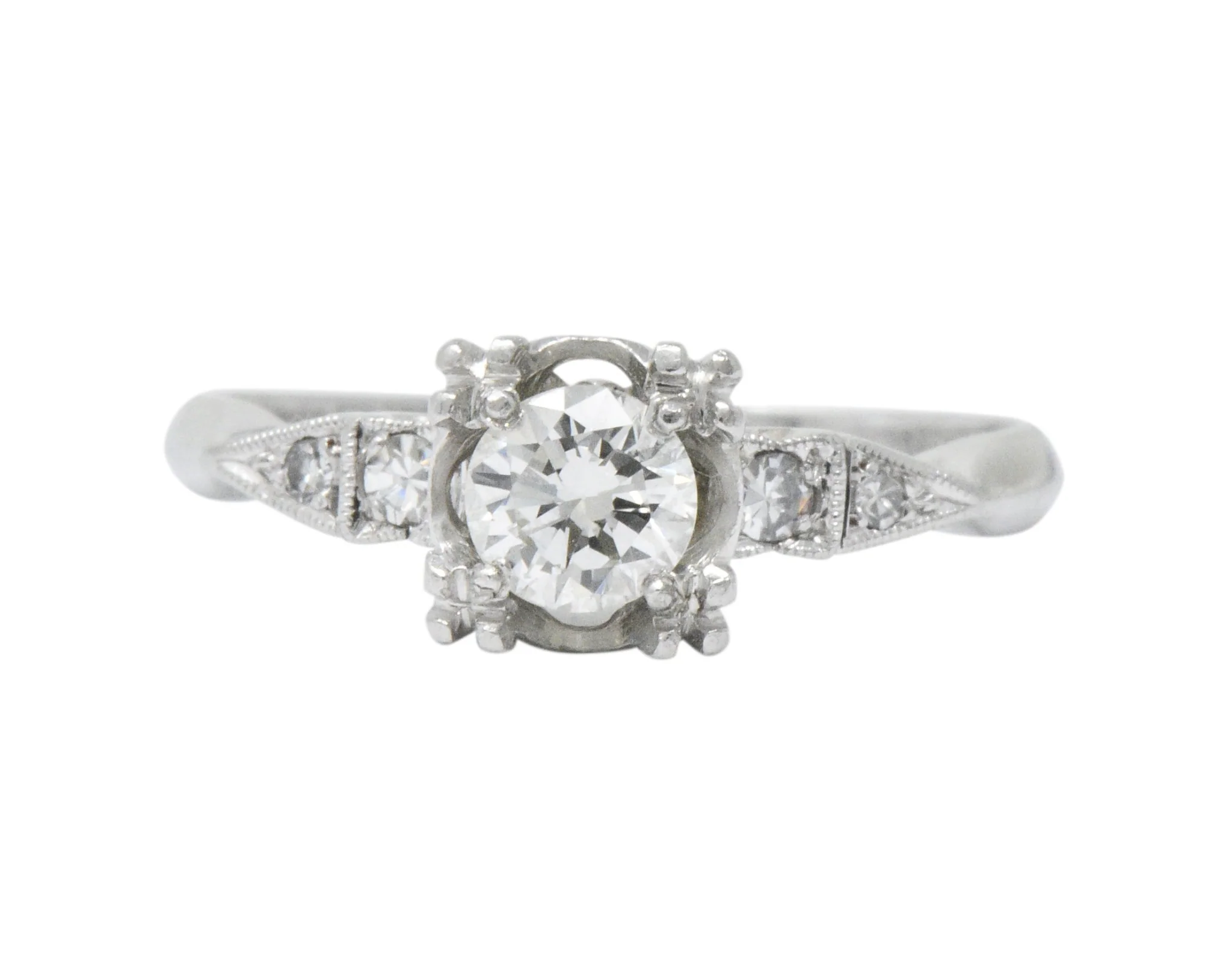Retro 0.46 CTW Diamond Platinum Engagement Ring - Image 3