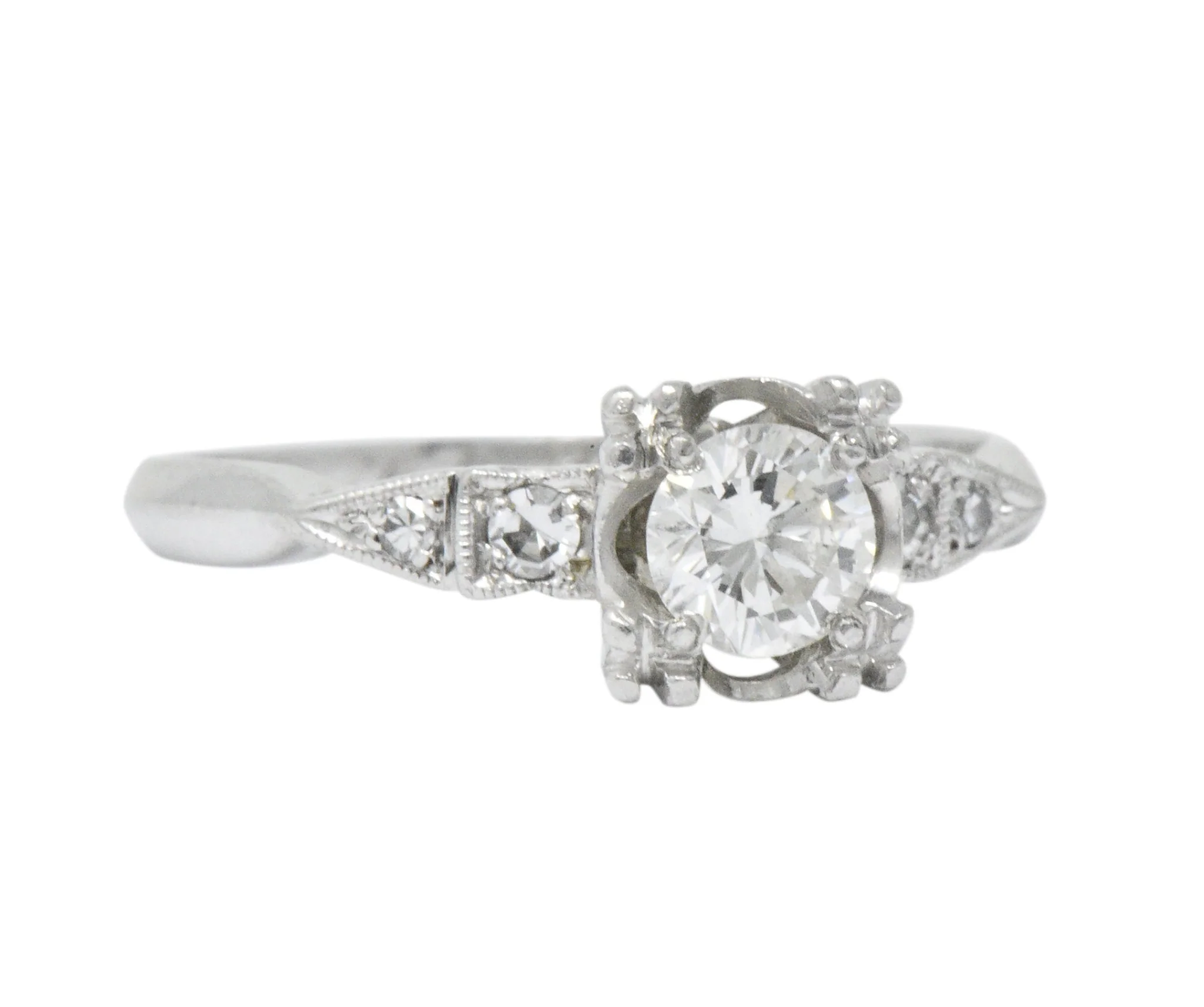 Retro 0.46 CTW Diamond Platinum Engagement Ring - Image 7