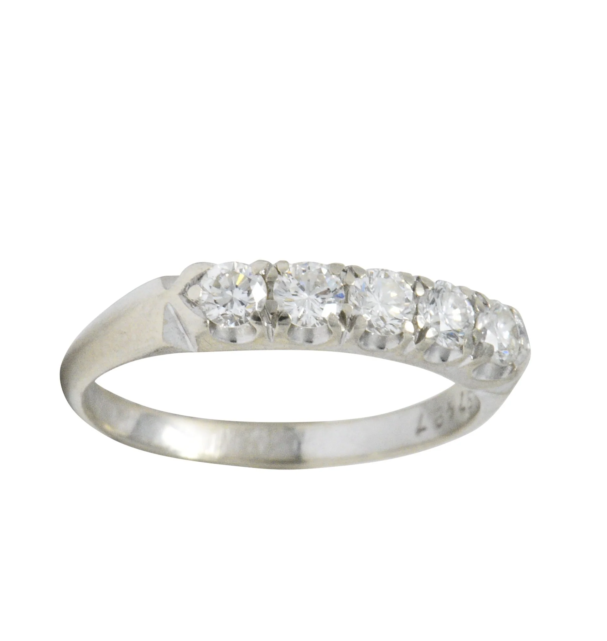 Retro 0.50 CTW Diamond 14 Karat White Gold Anniversary Stackable Band Ring - Image 5