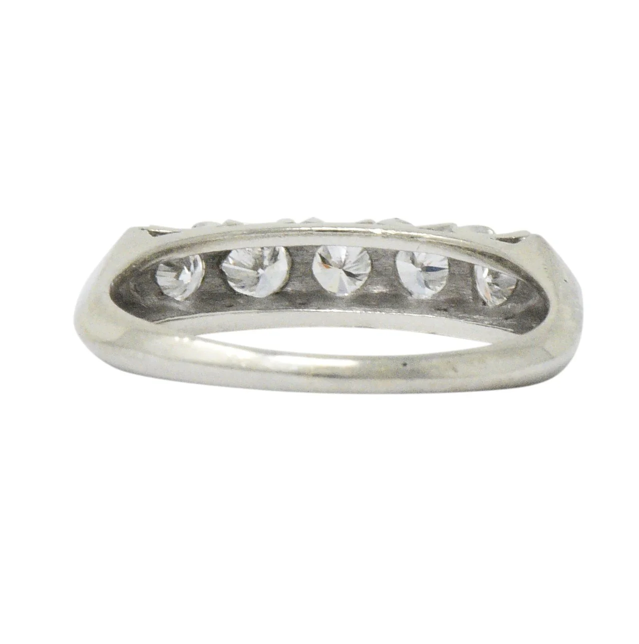 Retro 0.50 CTW Diamond 14 Karat White Gold Stackable Anniversary Band Ring - Image 7