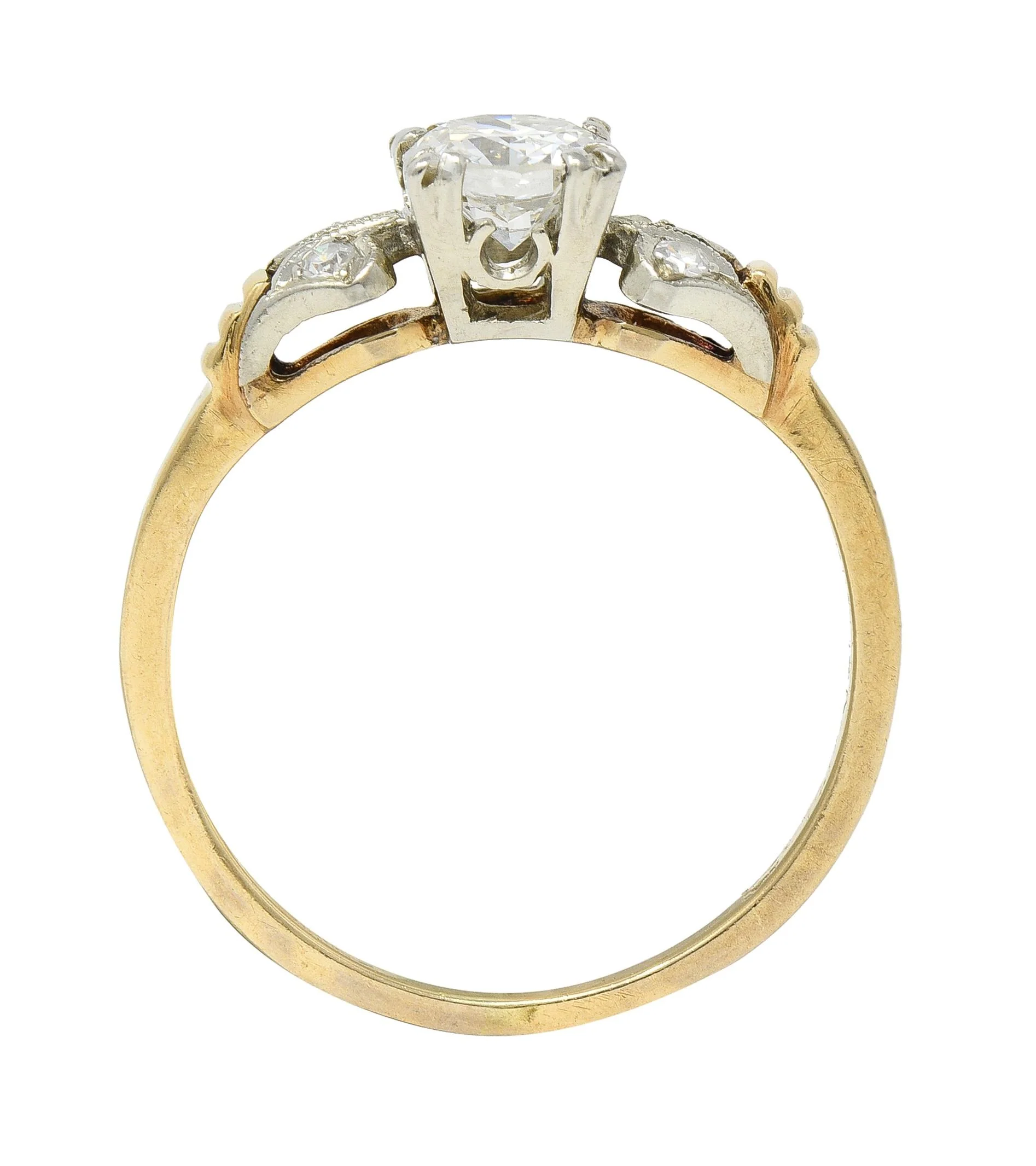 Retro 0.52 CTW Old European Cut Diamond 14 Karat Two-Tone Gold Vintage Engagement Ring - Image 10