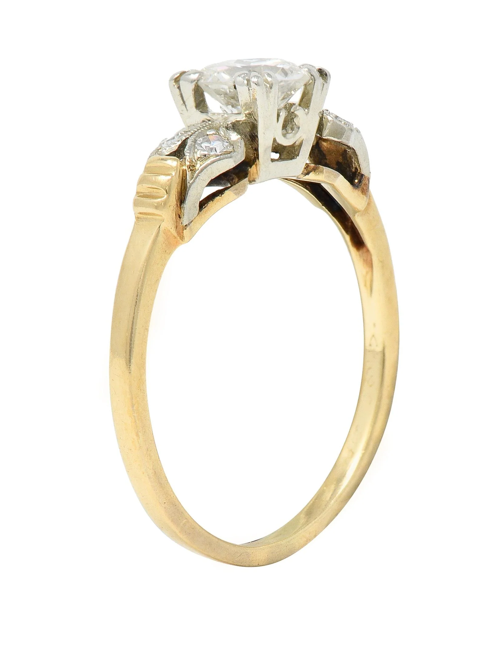 Retro 0.52 CTW Old European Cut Diamond 14 Karat Two-Tone Gold Vintage Engagement Ring - Image 11