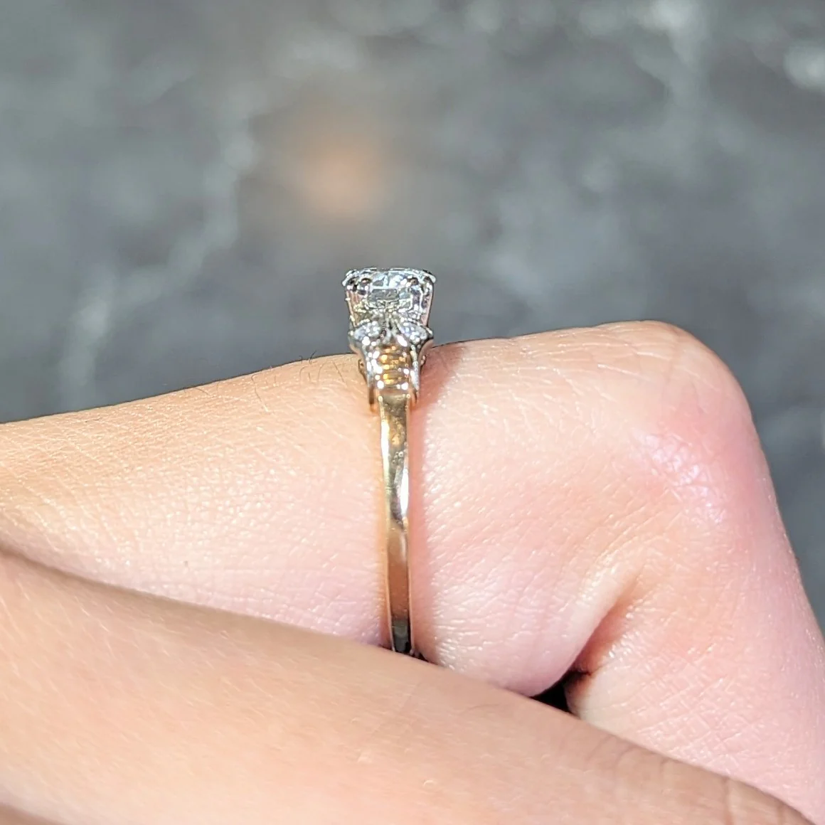 Retro 0.52 CTW Old European Cut Diamond 14 Karat Two-Tone Gold Vintage Engagement Ring - Image 15