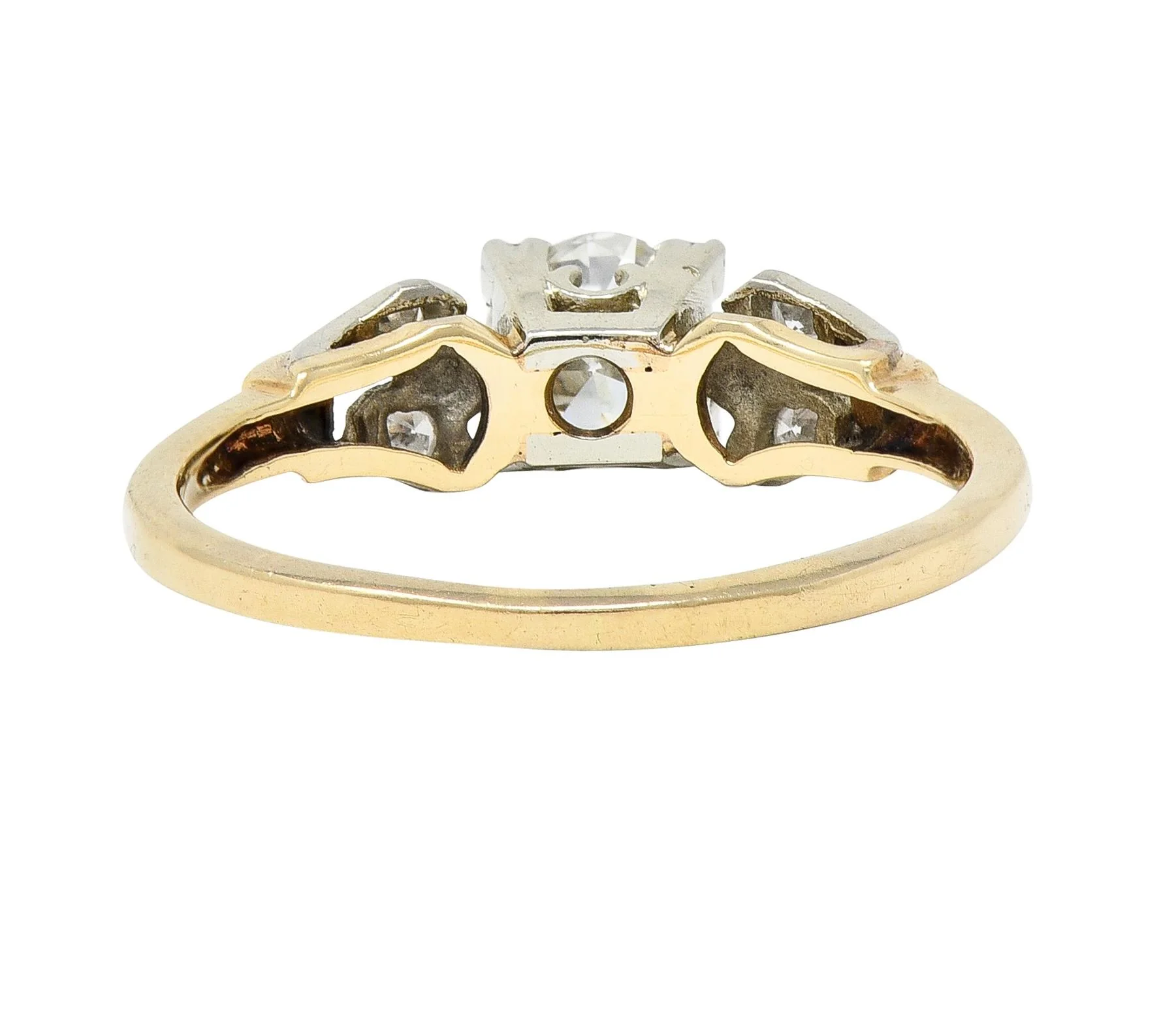 Retro 0.52 CTW Old European Cut Diamond 14 Karat Two-Tone Gold Vintage Engagement Ring - Image 4