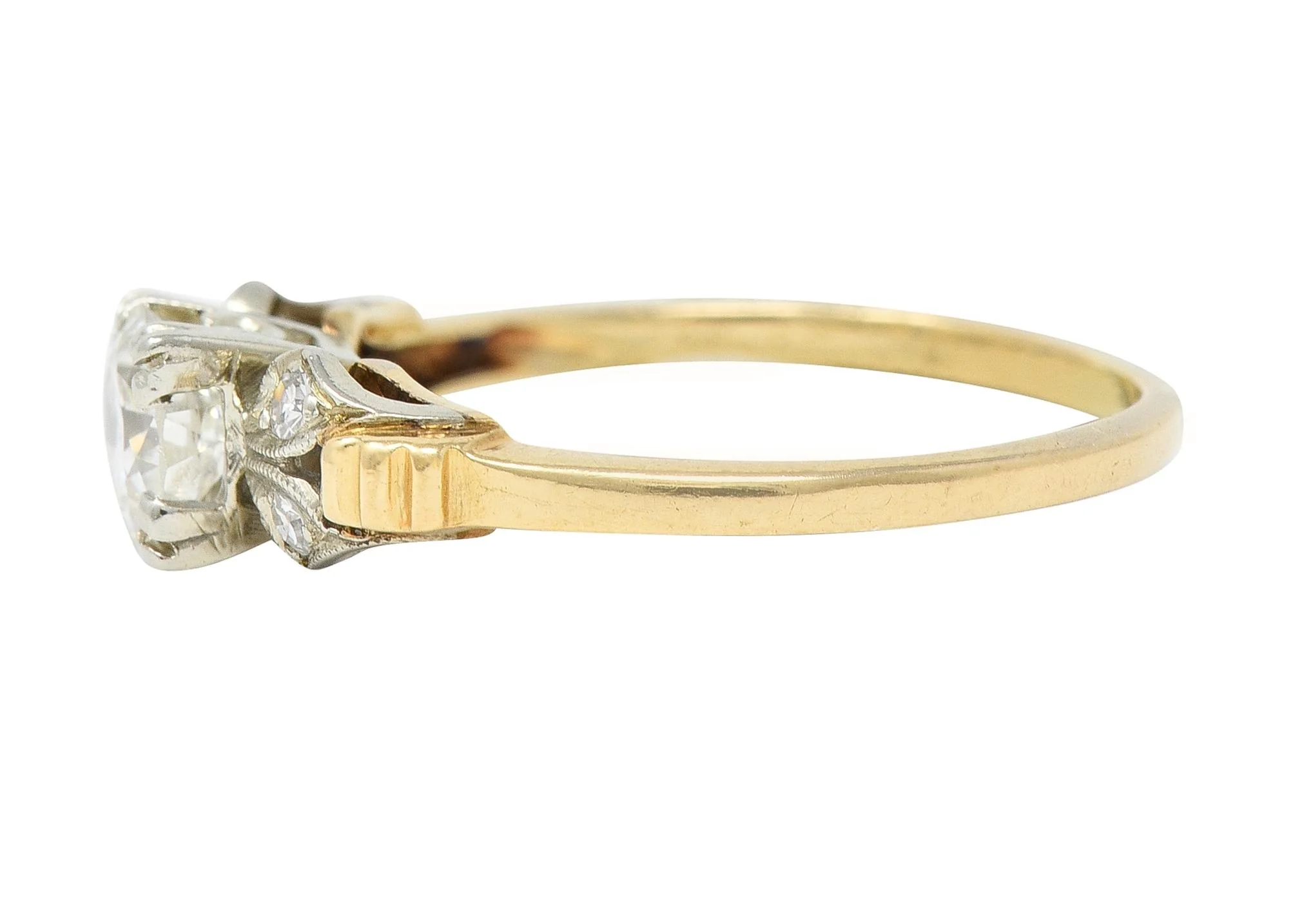 Retro 0.52 CTW Old European Cut Diamond 14 Karat Two-Tone Gold Vintage Engagement Ring - Image 5