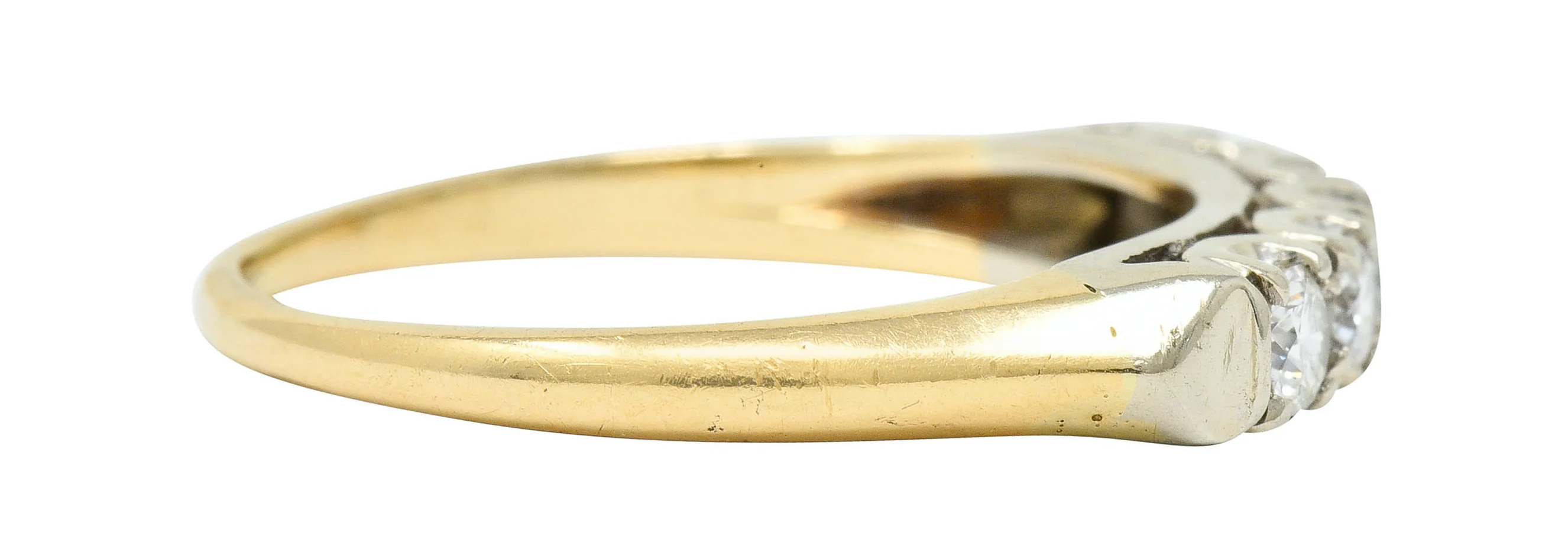 Retro 0.55 CTW Diamond 14 Karat Two-Tone Gold Fishtail Band Ring - Image 3