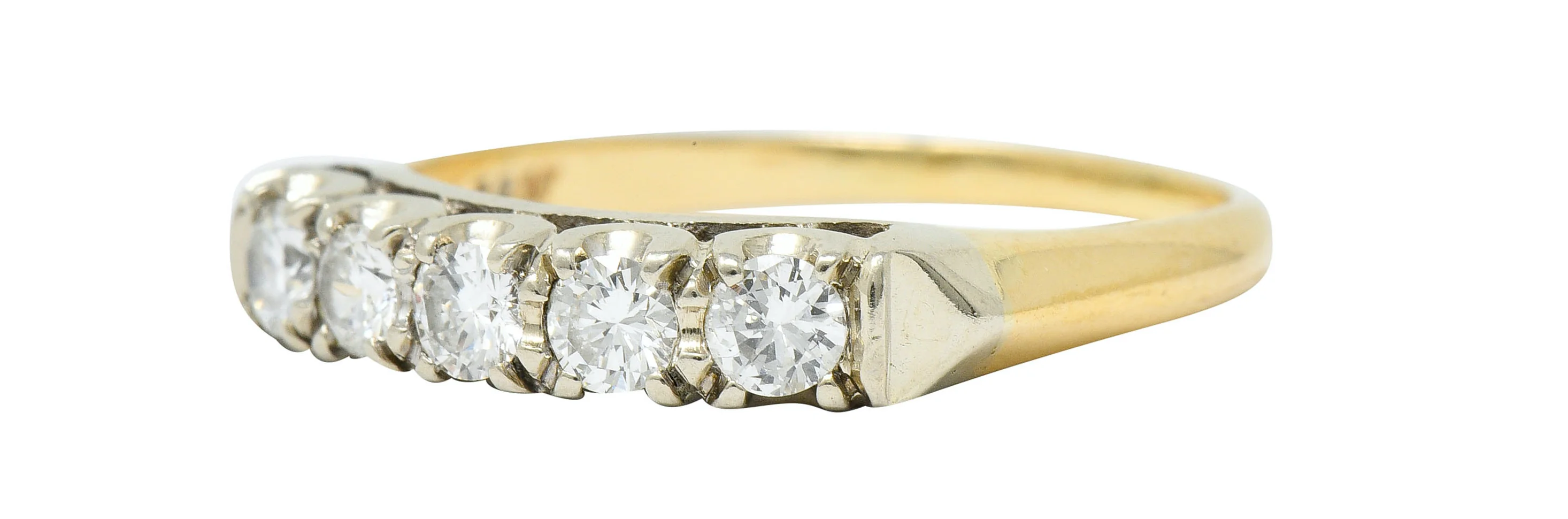Retro 0.55 CTW Diamond 14 Karat Two-Tone Gold Fishtail Band Ring - Image 6