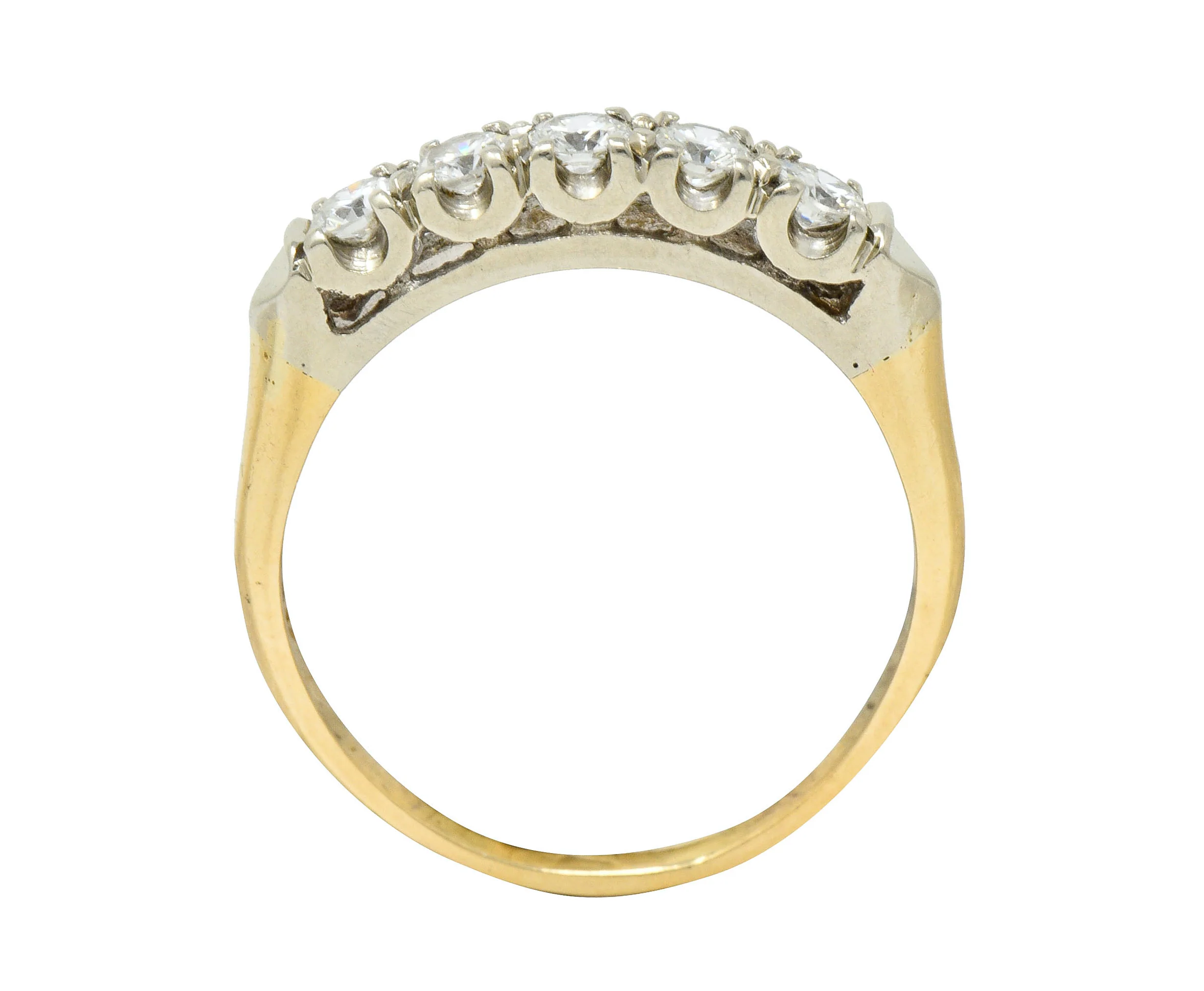 Retro 0.55 CTW Diamond 14 Karat Two-Tone Gold Fishtail Band Ring - Image 7
