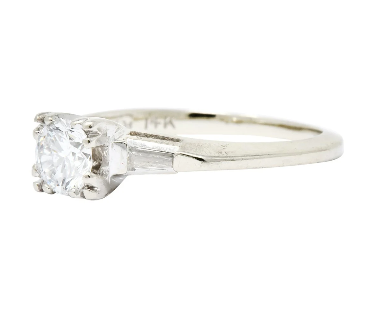 Retro 0.55 CTW Diamond 14 Karat White Gold Engagement Ring - Image 5