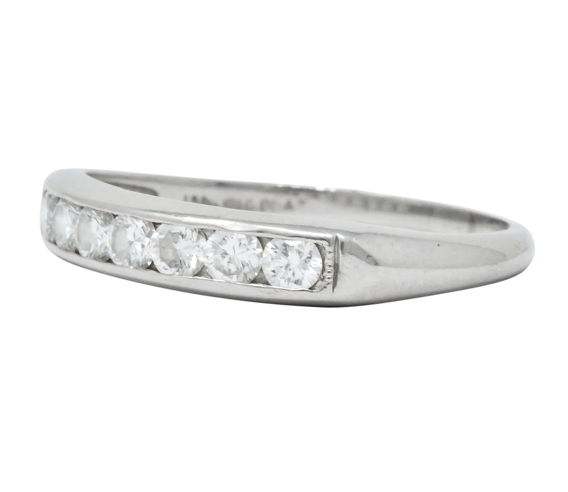 Retro 0.55 CTW Diamond Platinum Band Stackable Ring - Image 2