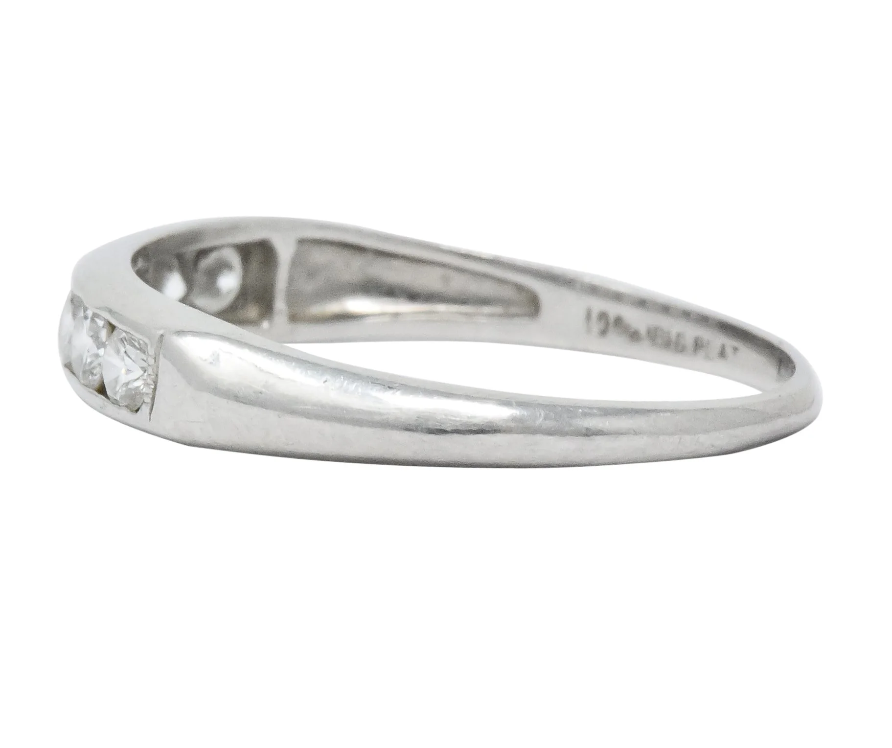 Retro 0.55 CTW Diamond Platinum Band Stackable Ring - Image 3
