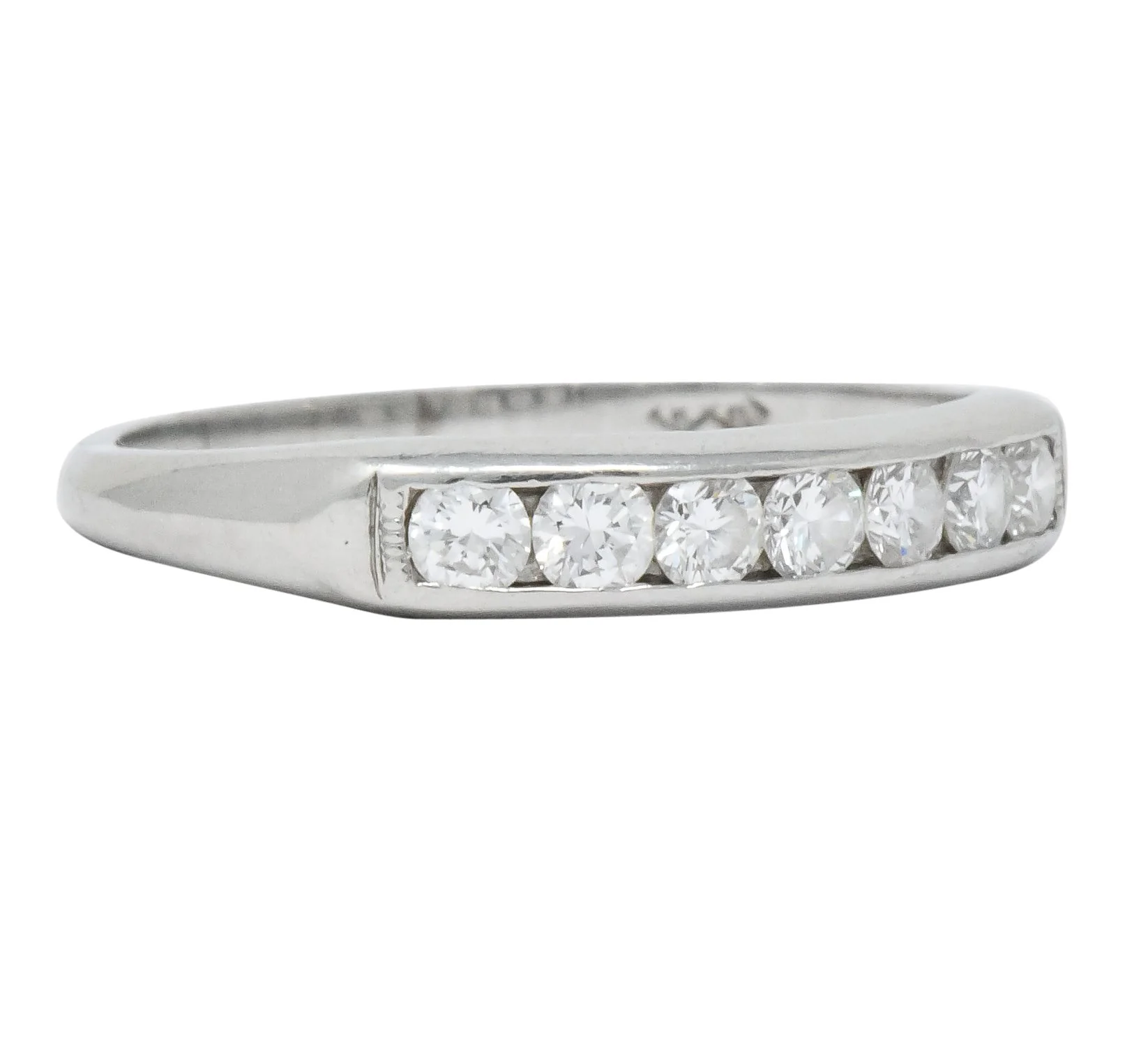 Retro 0.55 CTW Diamond Platinum Band Stackable Ring - Image 4