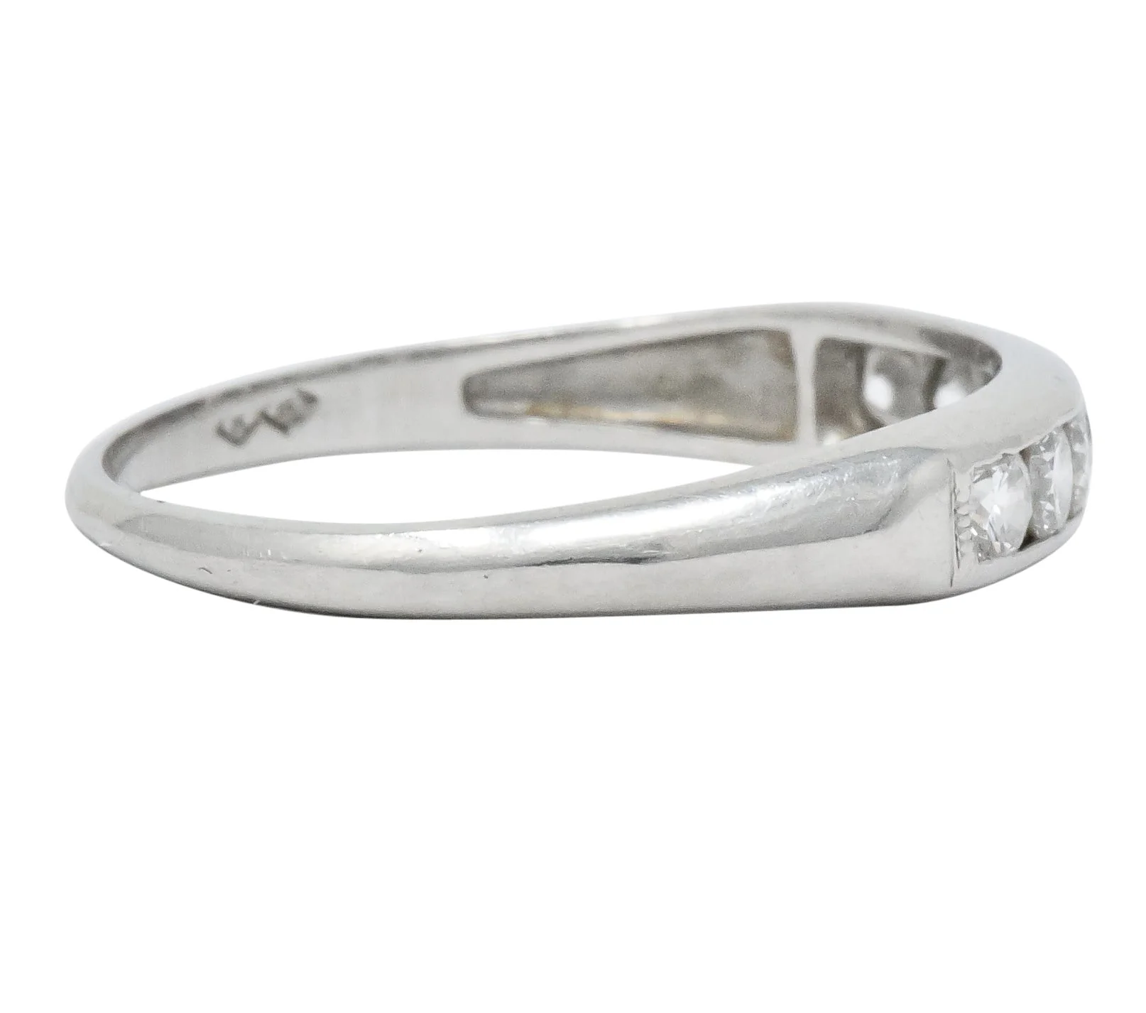 Retro 0.55 CTW Diamond Platinum Band Stackable Ring - Image 5