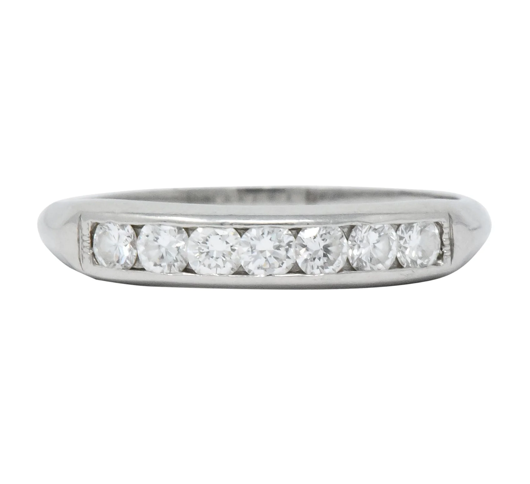Retro 0.55 CTW Diamond Platinum Band Stackable Ring - Image 8