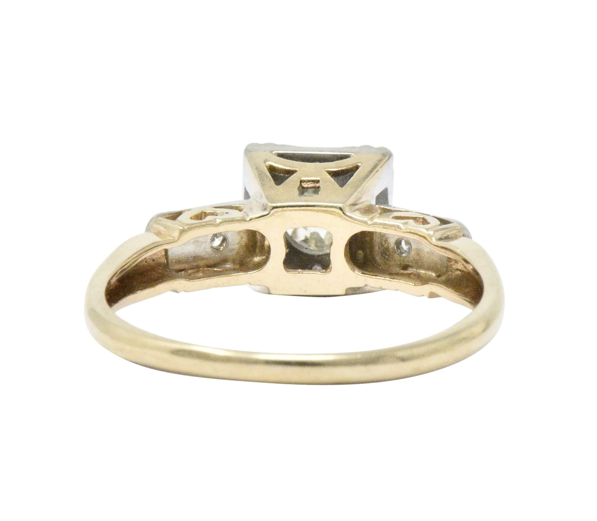 Retro 0.55 CTW Diamond Platinum-Topped 14 Karat Gold Engagement Ring - Image 4