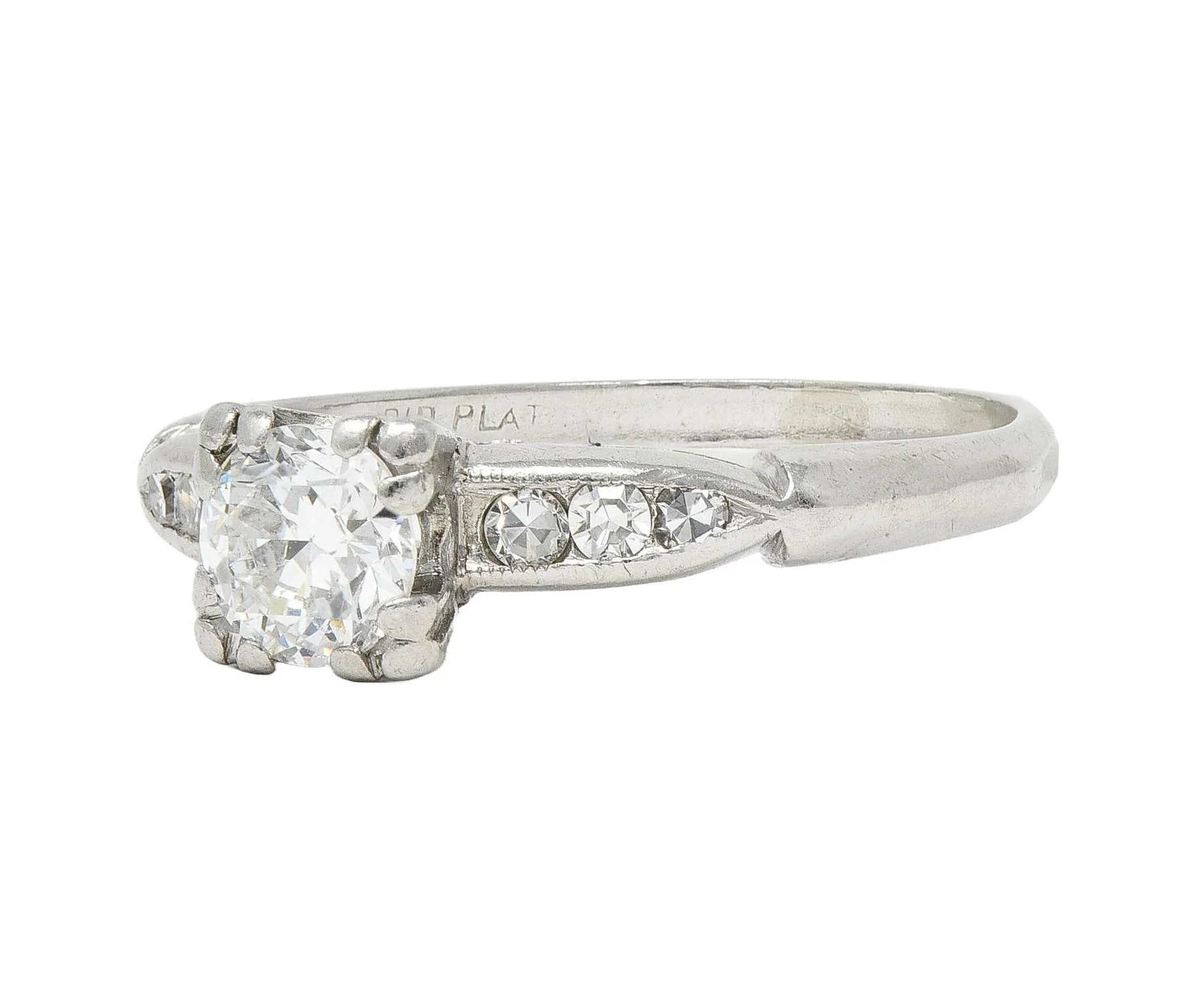 Retro 0.63 CTW Diamond Platinum Vintage Engagement Ring - Image 5