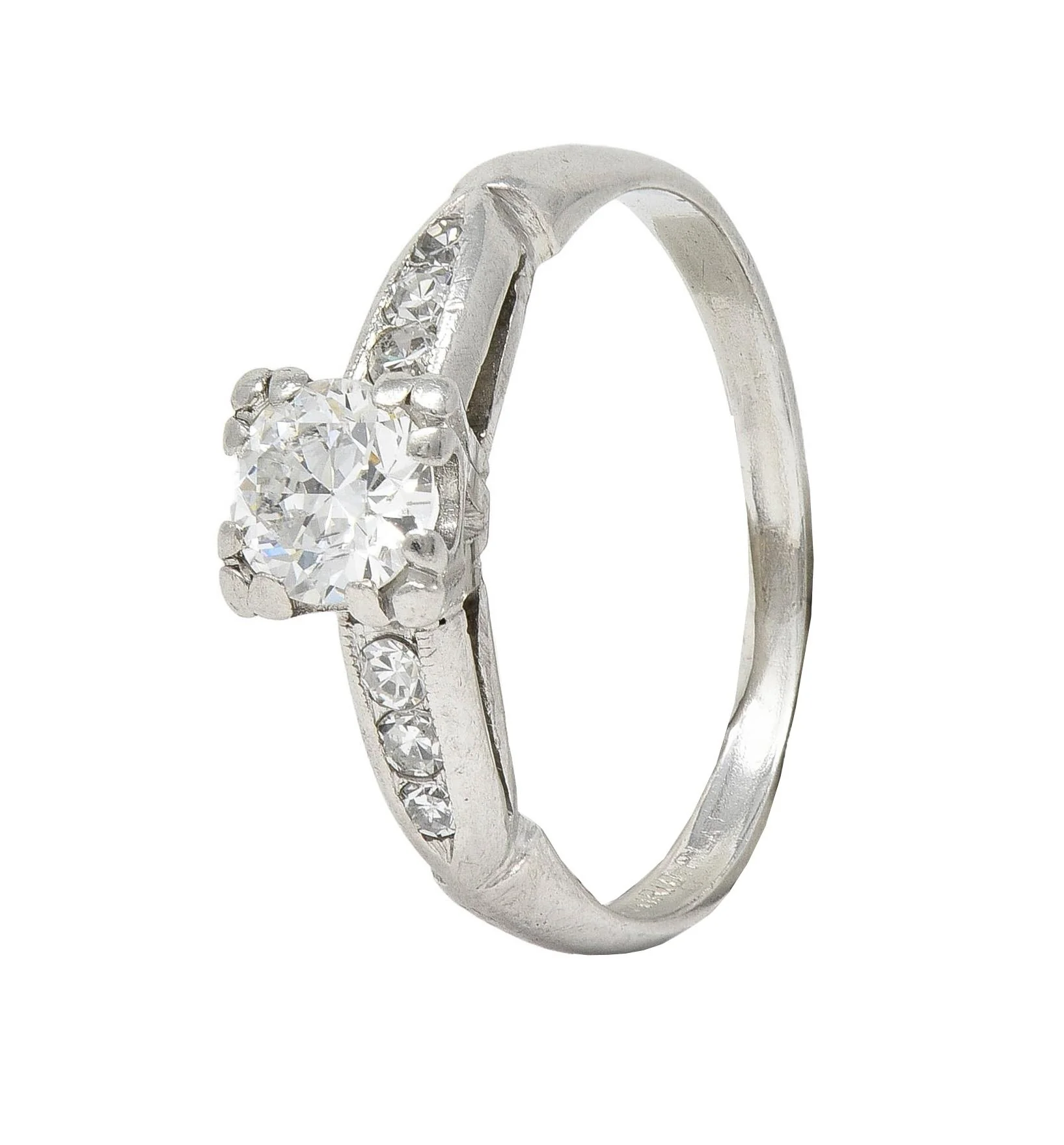 Retro 0.63 CTW Diamond Platinum Vintage Engagement Ring - Image 7