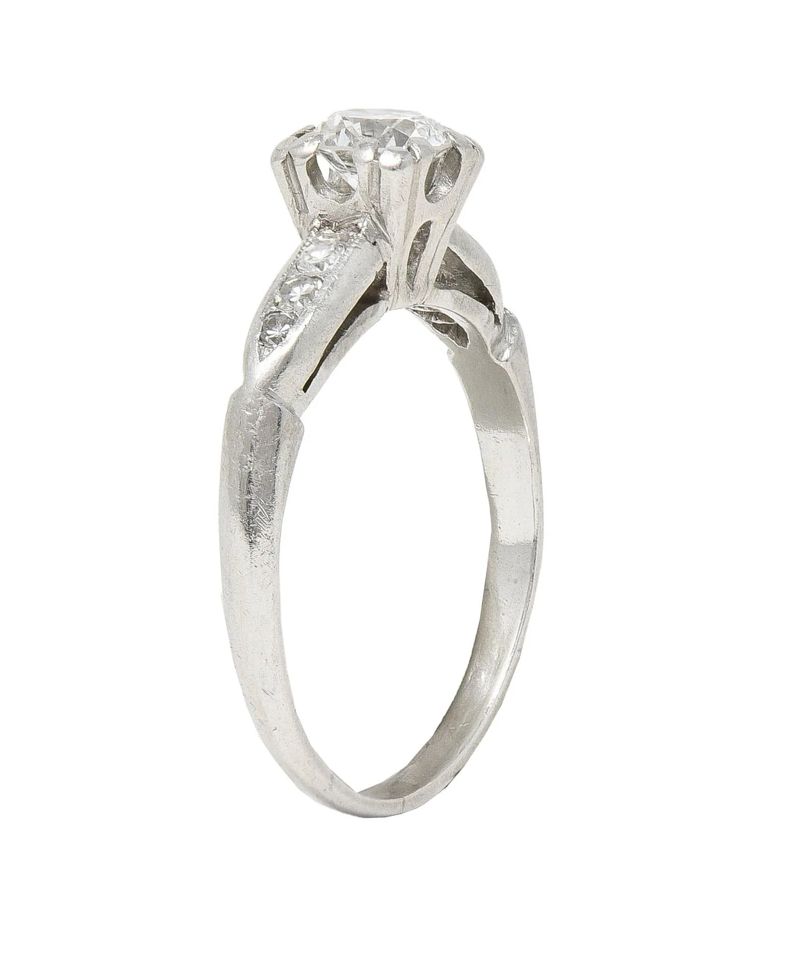 Retro 0.63 CTW Diamond Platinum Vintage Engagement Ring - Image 9