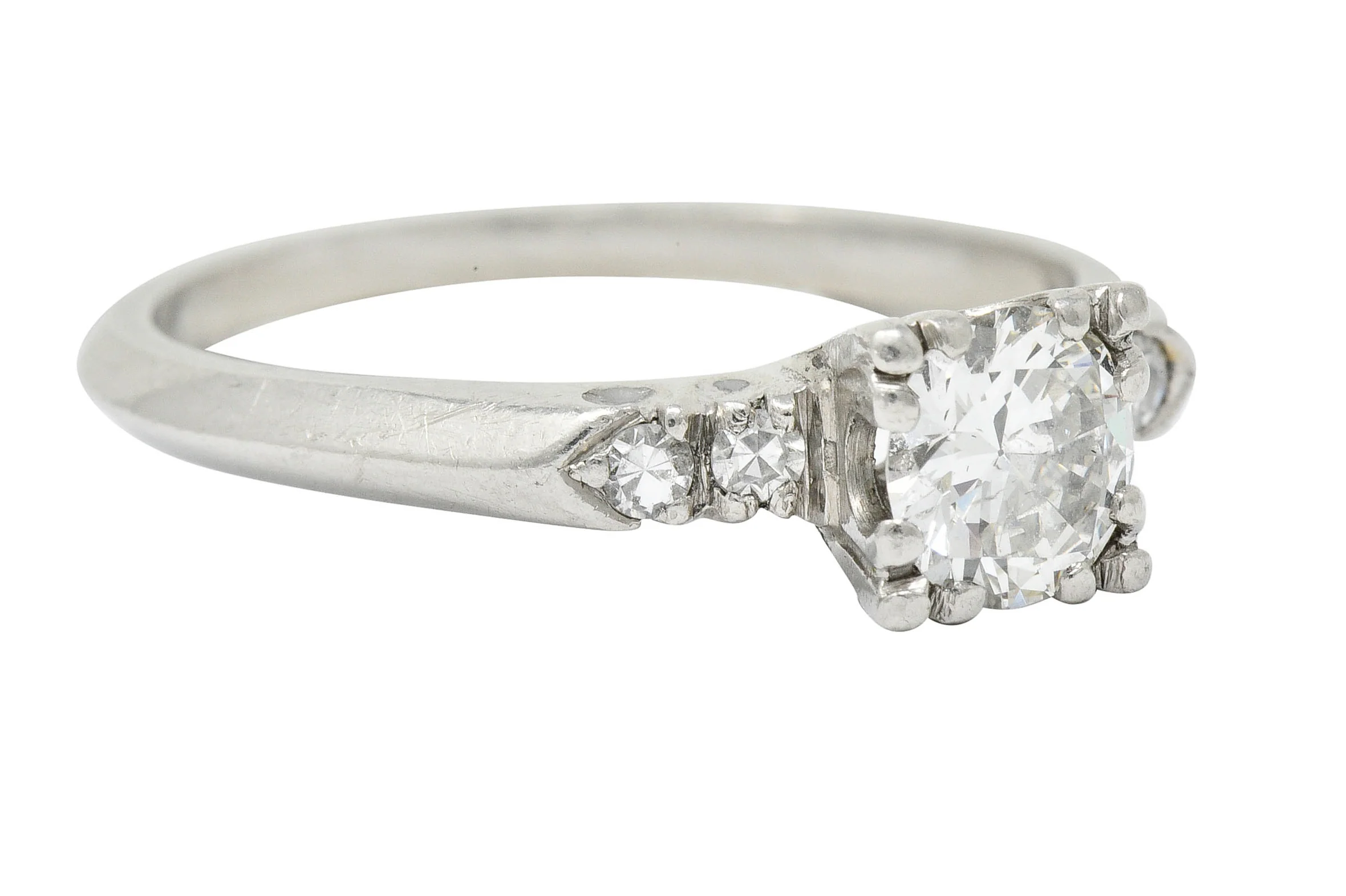 Retro 0.64 CTW Diamond Platinum Five Stone Engagement Ring - Image 2