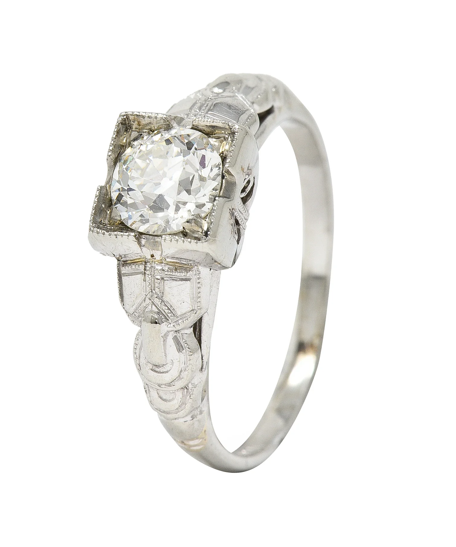 Retro 0.64 CTW Old Mine Cut Diamond 14 Karat Vintage Engagement Ring - Image 9