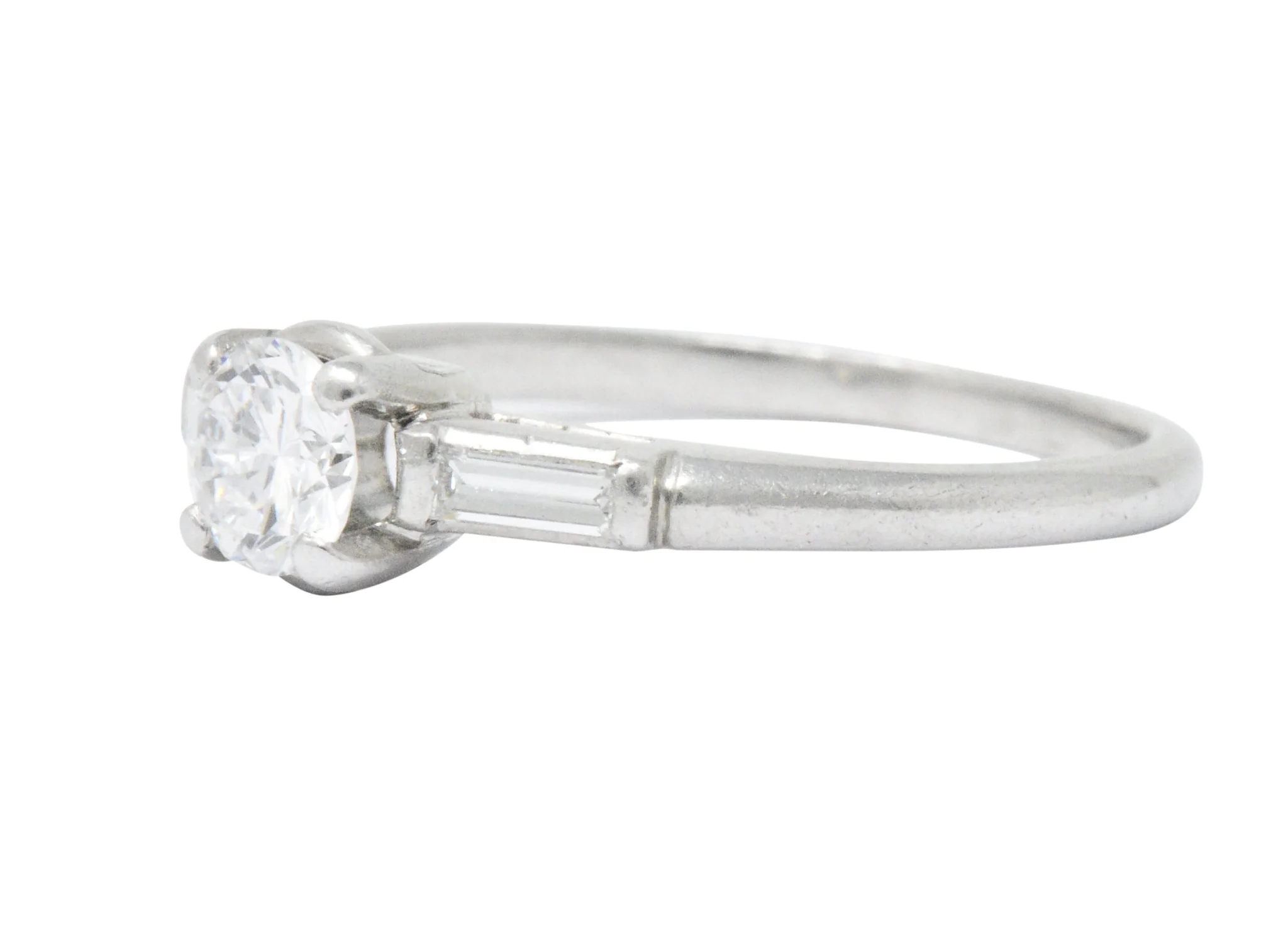 Retro 0.65 CTW Diamond Platinum Three Stone Engagement Ring - Image 2