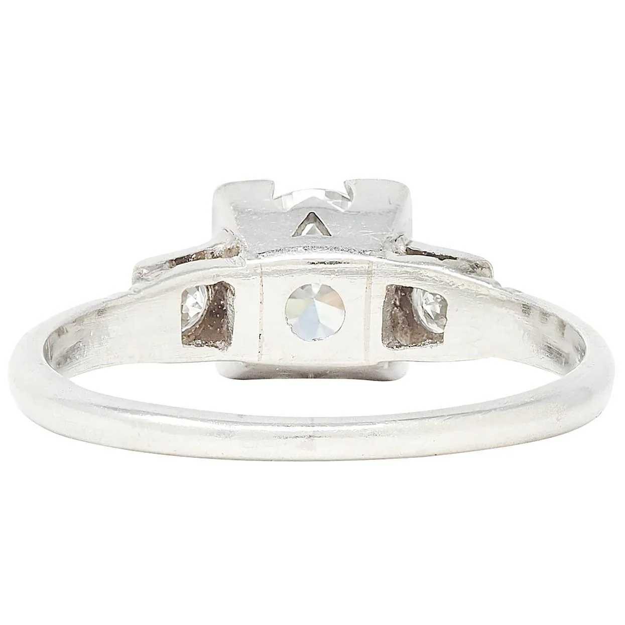 Retro 0.65 CTW Diamond Platinum Vintage Square Form Engagement Ring - Image 4