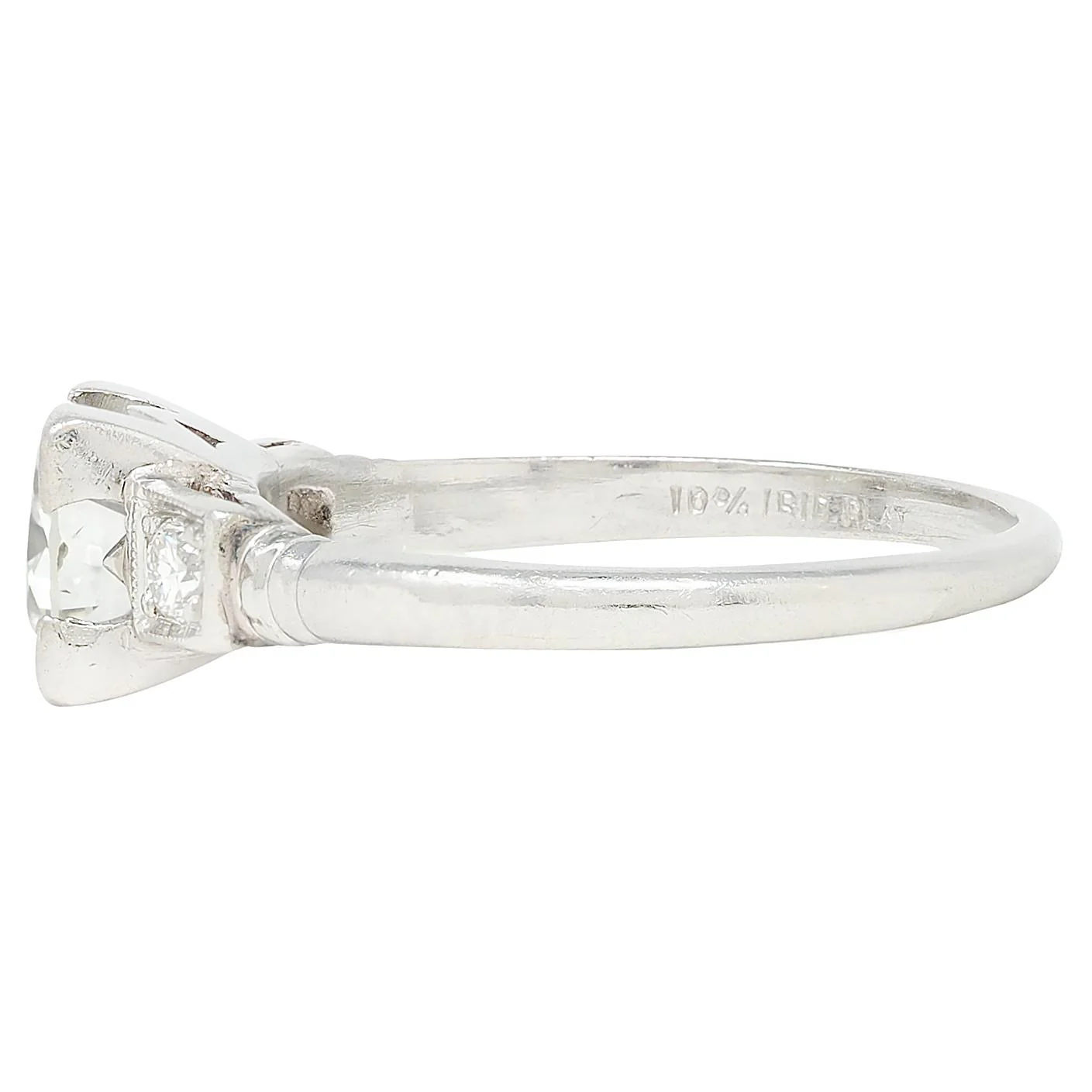 Retro 0.65 CTW Diamond Platinum Vintage Square Form Engagement Ring - Image 5