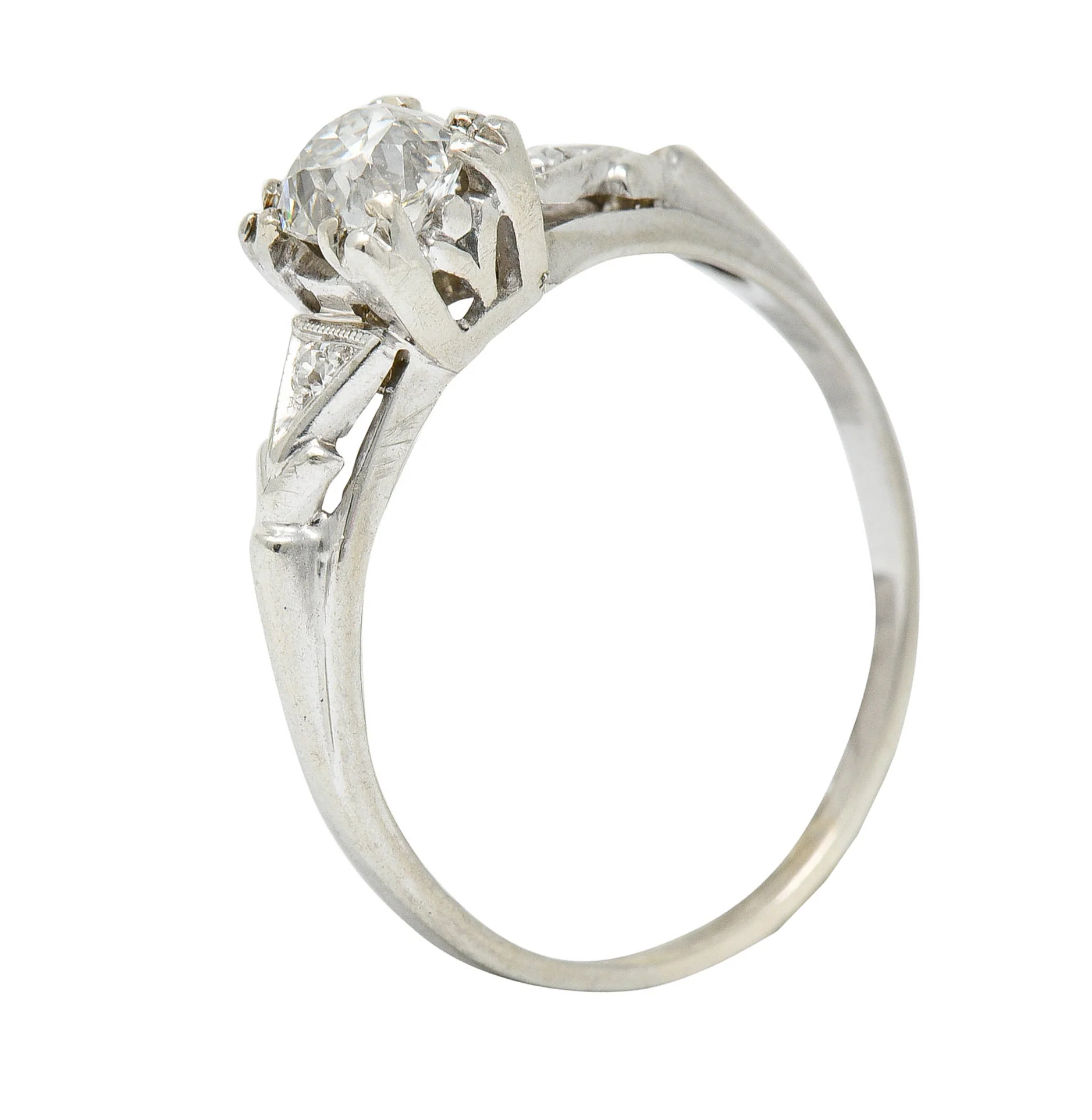 Retro 0.67 CTW Diamond 14 Karat White Gold Engagement Ring - Image 10