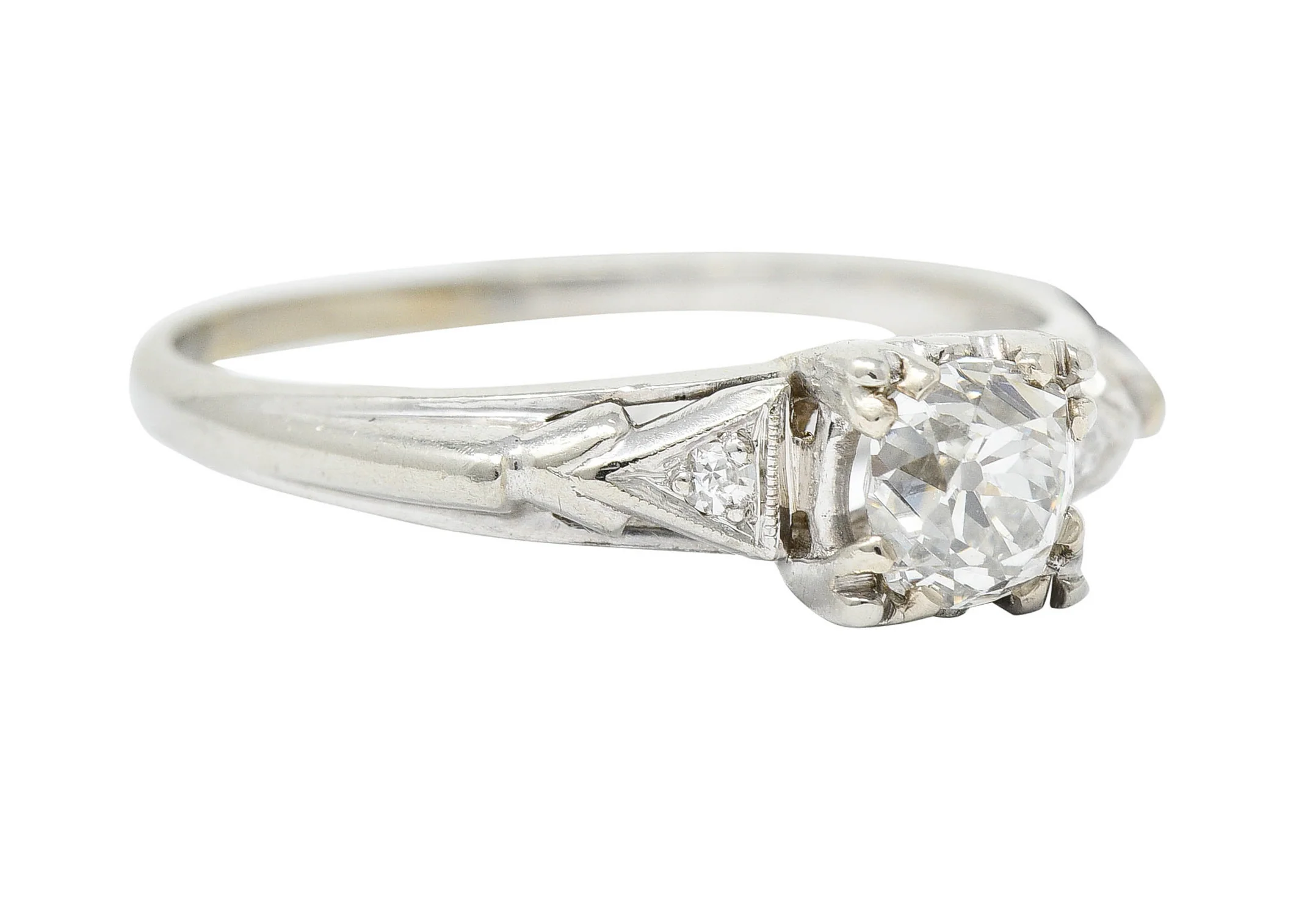 Retro 0.67 CTW Diamond 14 Karat White Gold Engagement Ring - Image 2