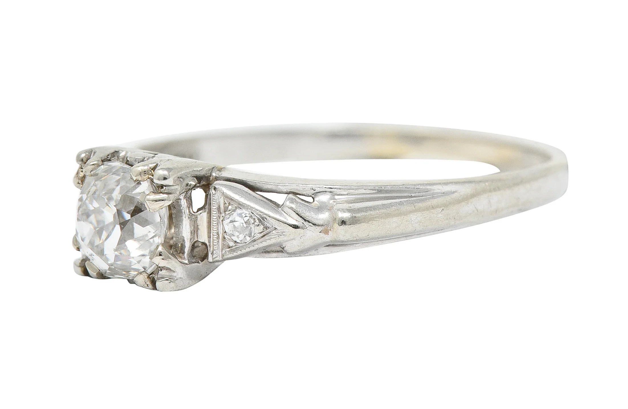 Retro 0.67 CTW Diamond 14 Karat White Gold Engagement Ring - Image 6