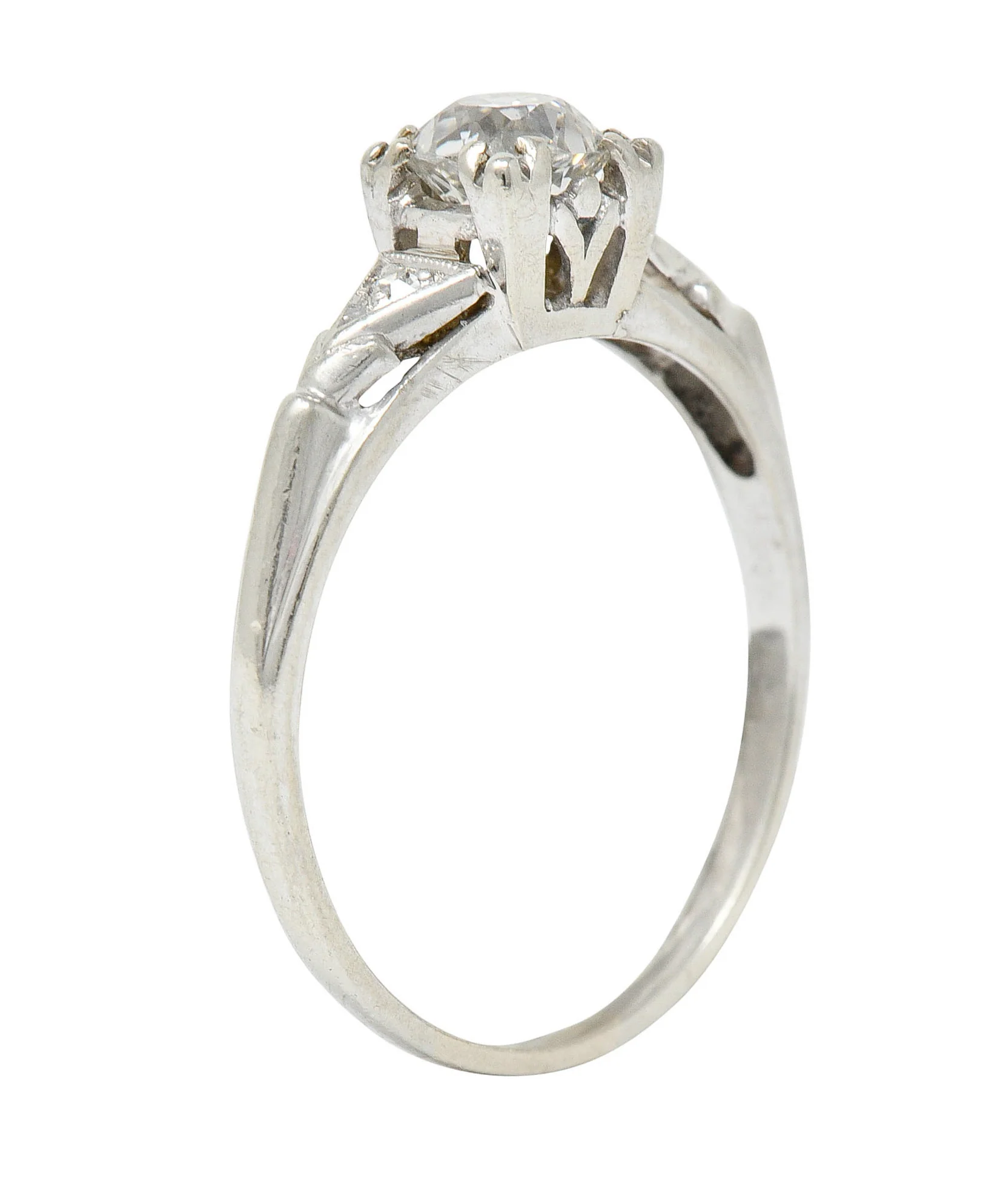 Retro 0.67 CTW Diamond 14 Karat White Gold Engagement Ring - Image 9