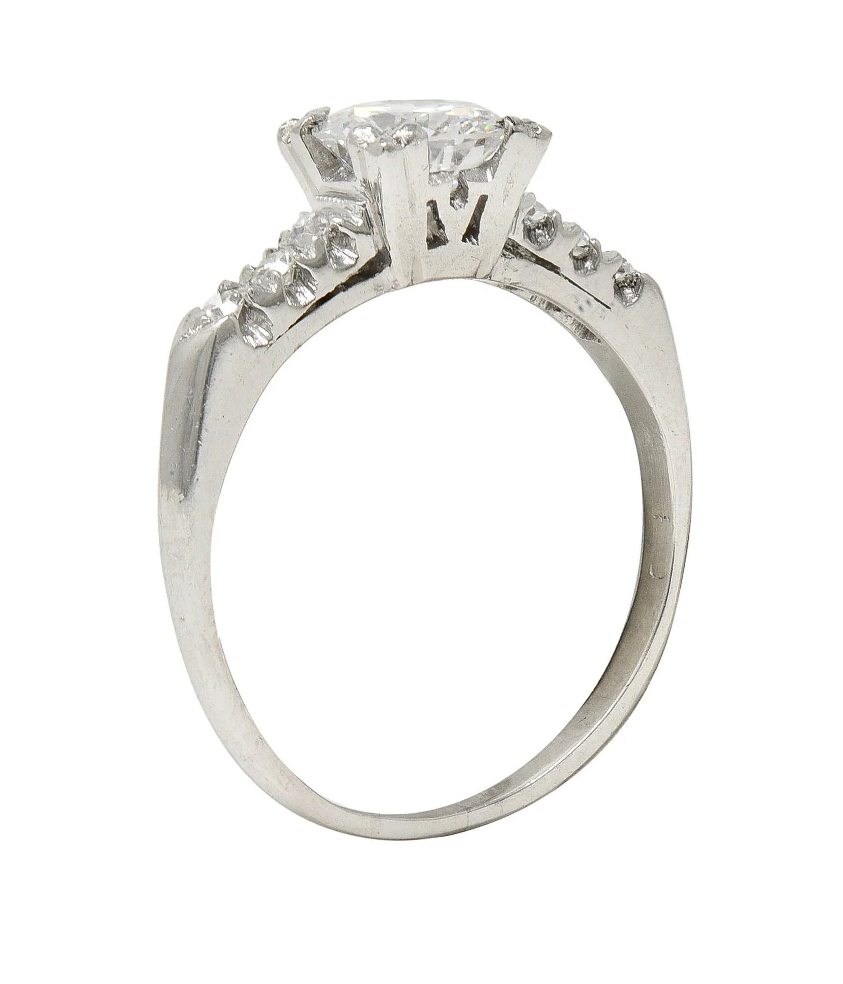Retro 0.68 CTW Transitional Cut Diamond Platinum Fishtail Vintage Engagement Ring - Image 10