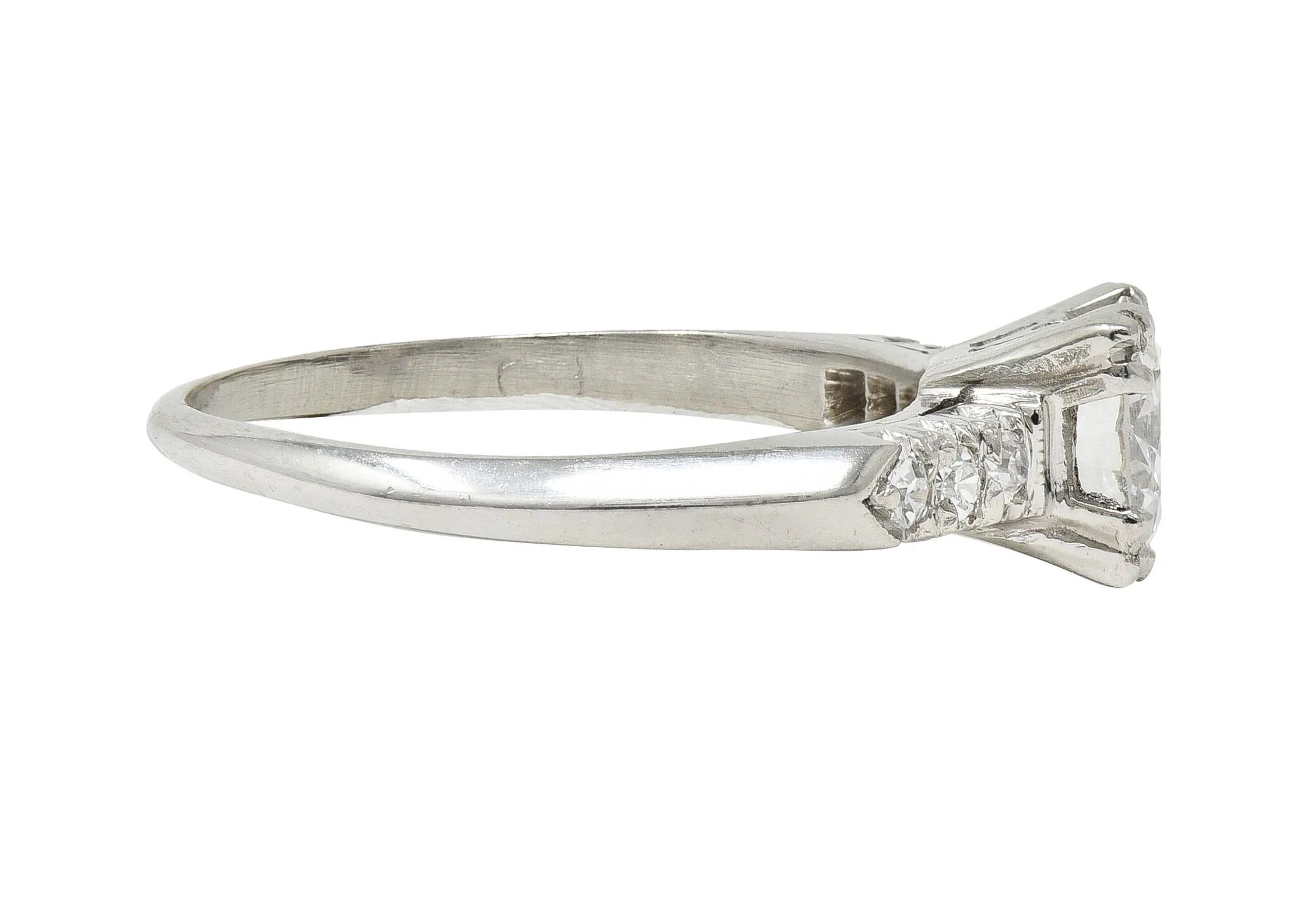 Retro 0.68 CTW Transitional Cut Diamond Platinum Fishtail Vintage Engagement Ring - Image 4