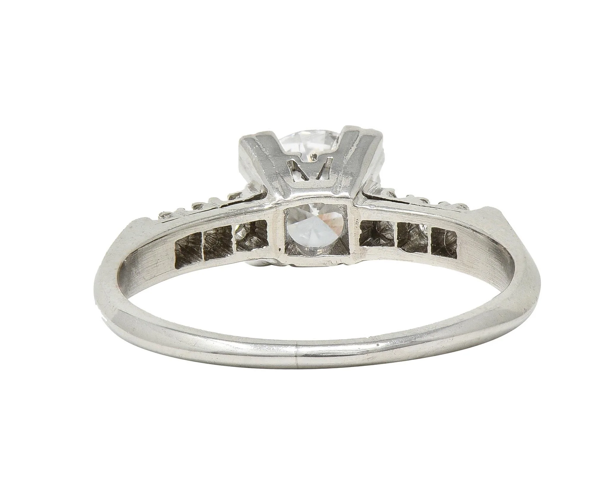 Retro 0.68 CTW Transitional Cut Diamond Platinum Fishtail Vintage Engagement Ring - Image 5