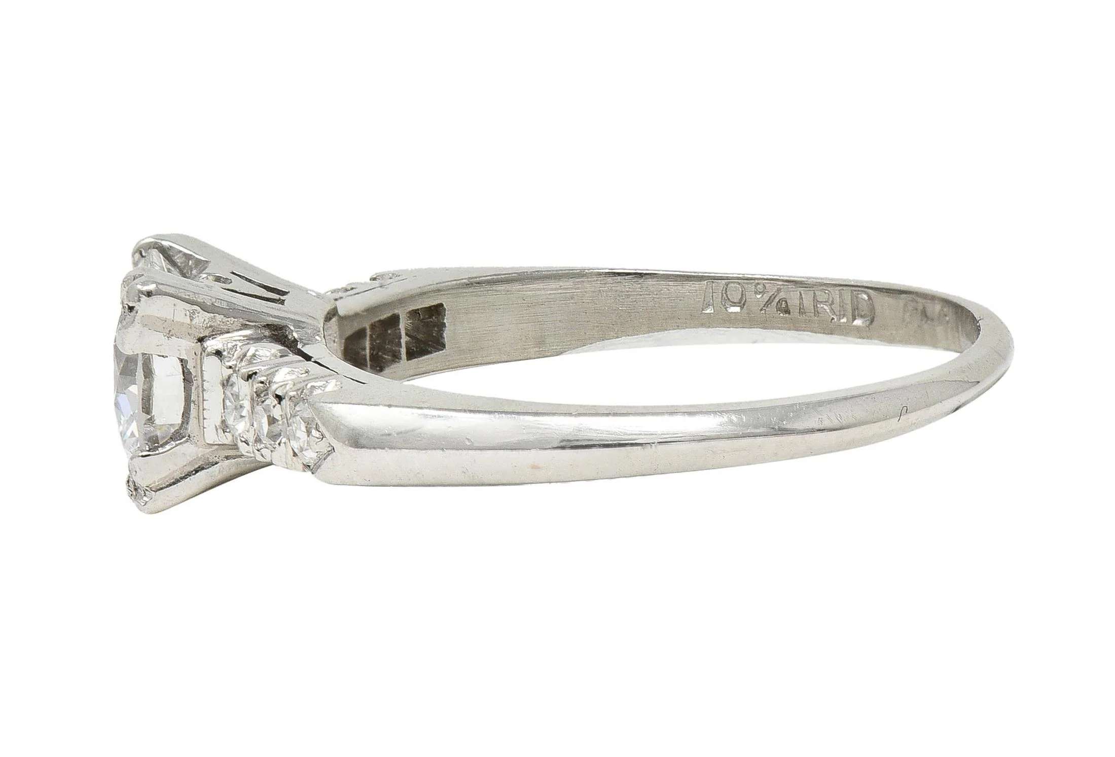Retro 0.68 CTW Transitional Cut Diamond Platinum Fishtail Vintage Engagement Ring - Image 6