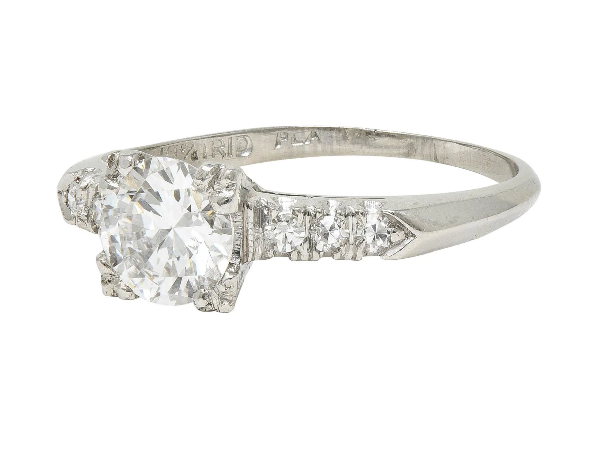 Retro 0.68 CTW Transitional Cut Diamond Platinum Fishtail Vintage Engagement Ring - Image 7