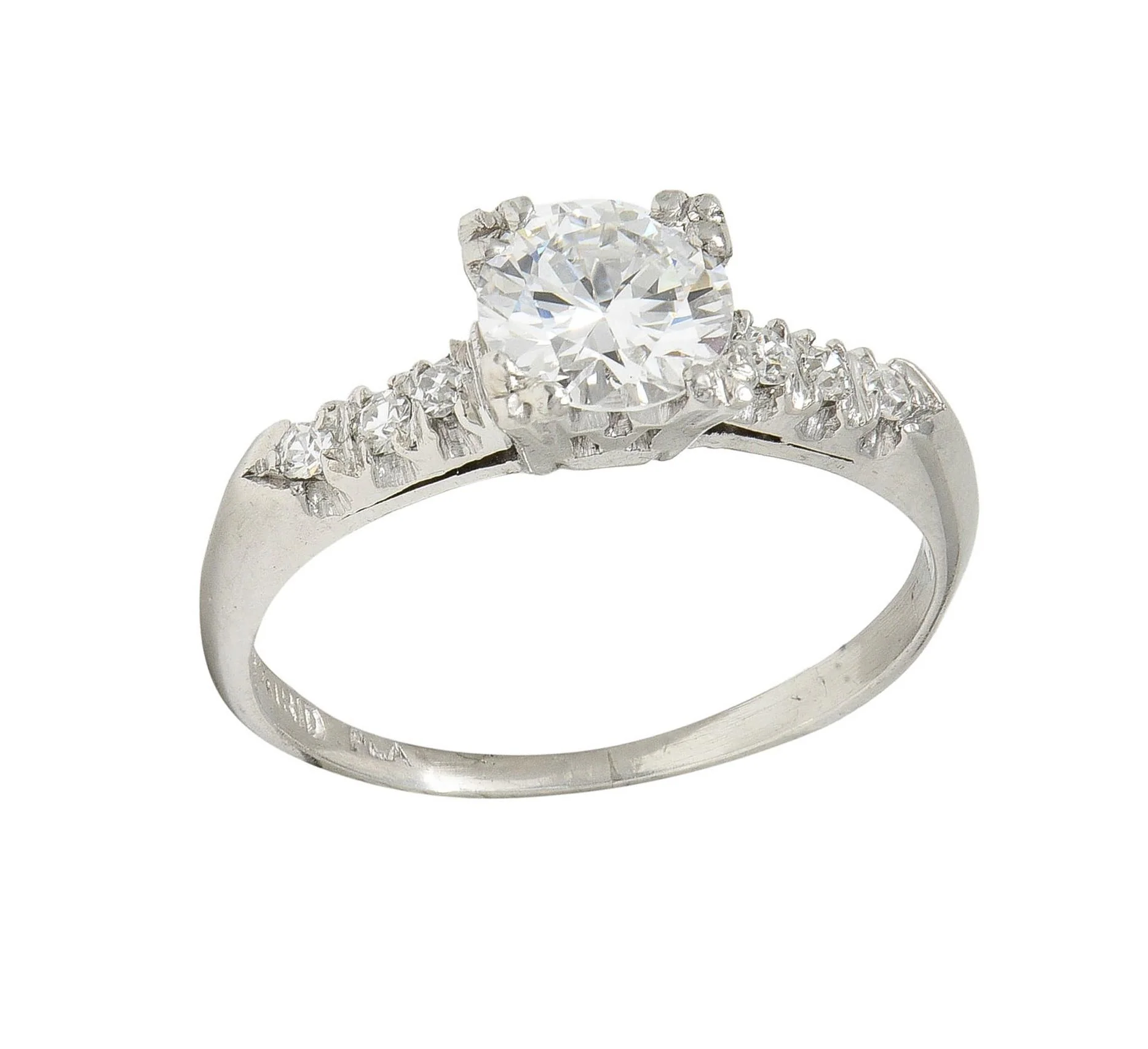 Retro 0.68 CTW Transitional Cut Diamond Platinum Fishtail Vintage Engagement Ring - Image 9
