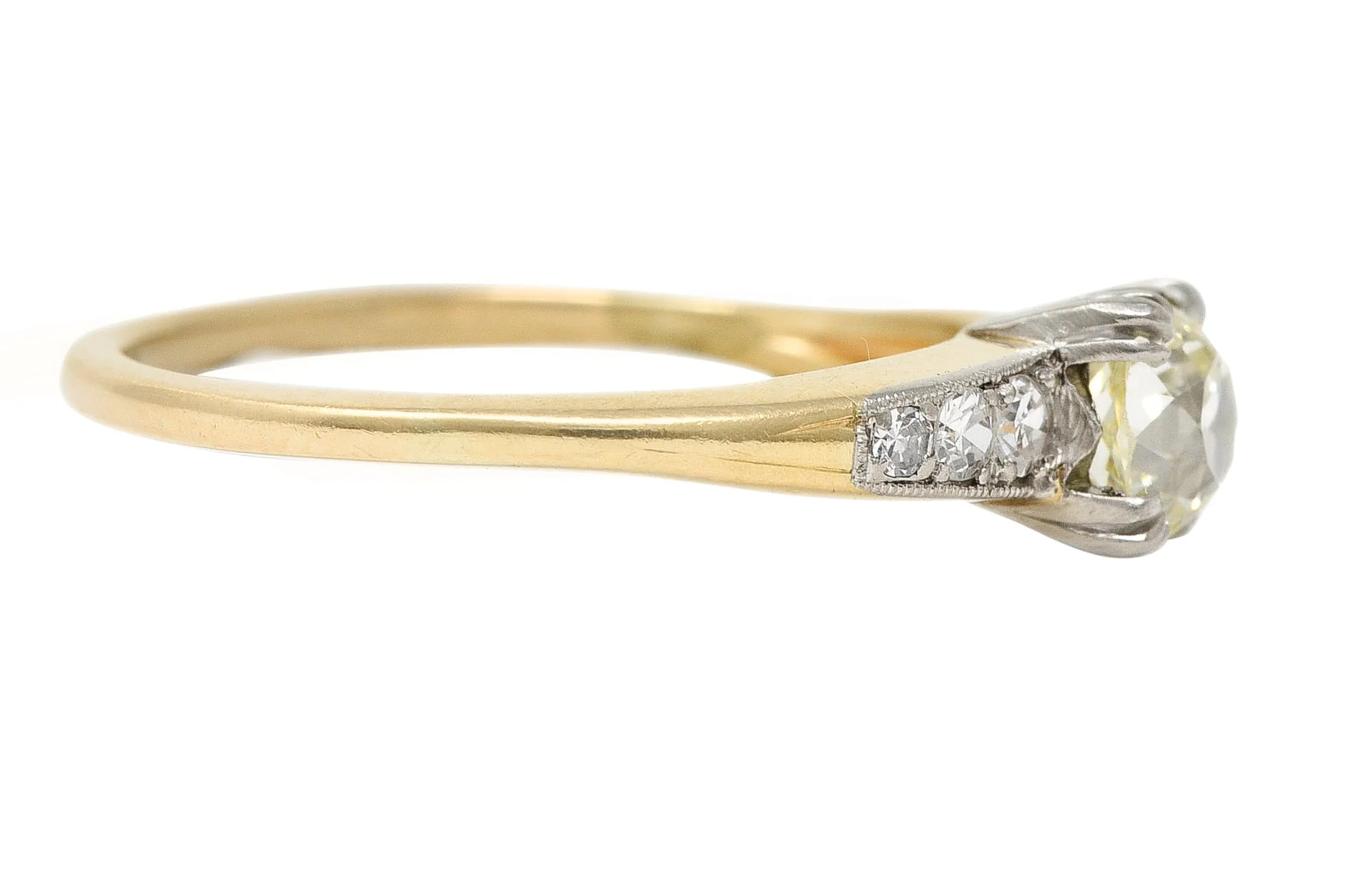 Retro 0.70 CTW Diamond Platinum 14 Karat Gold Vintage Engagement Ring - Image 3