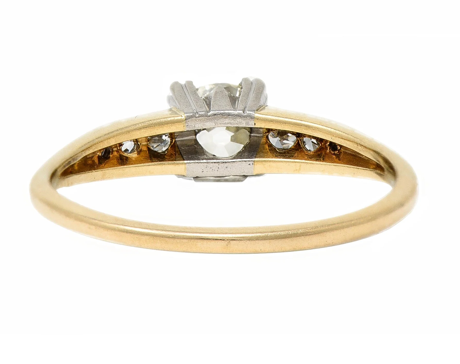 Retro 0.70 CTW Diamond Platinum 14 Karat Gold Vintage Engagement Ring - Image 4