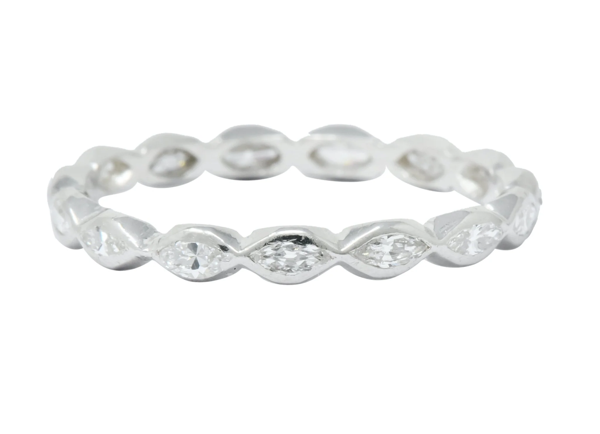 Retro 0.85 CTW Marquise Diamond Platinum Eternity Band Ring - Image 2