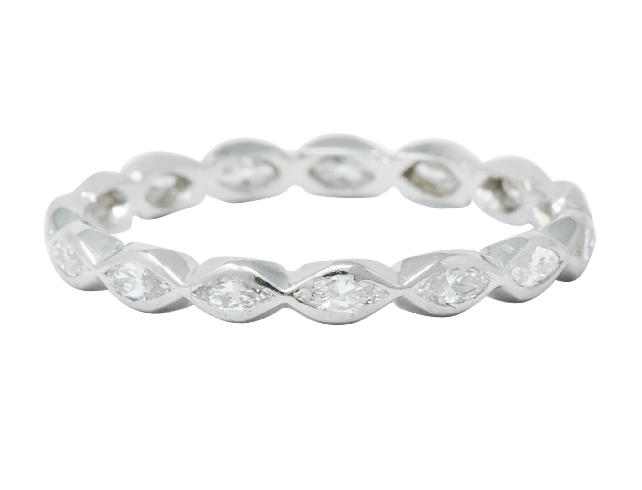 Retro 0.85 CTW Marquise Diamond Platinum Eternity Band Ring - Image 3