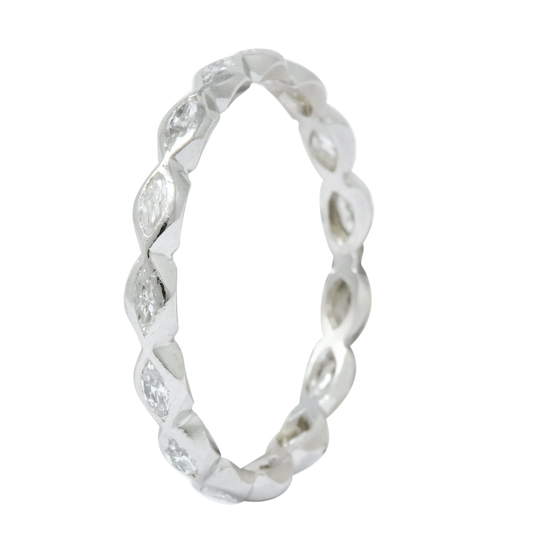 Retro 0.85 CTW Marquise Diamond Platinum Eternity Band Ring - Image 4