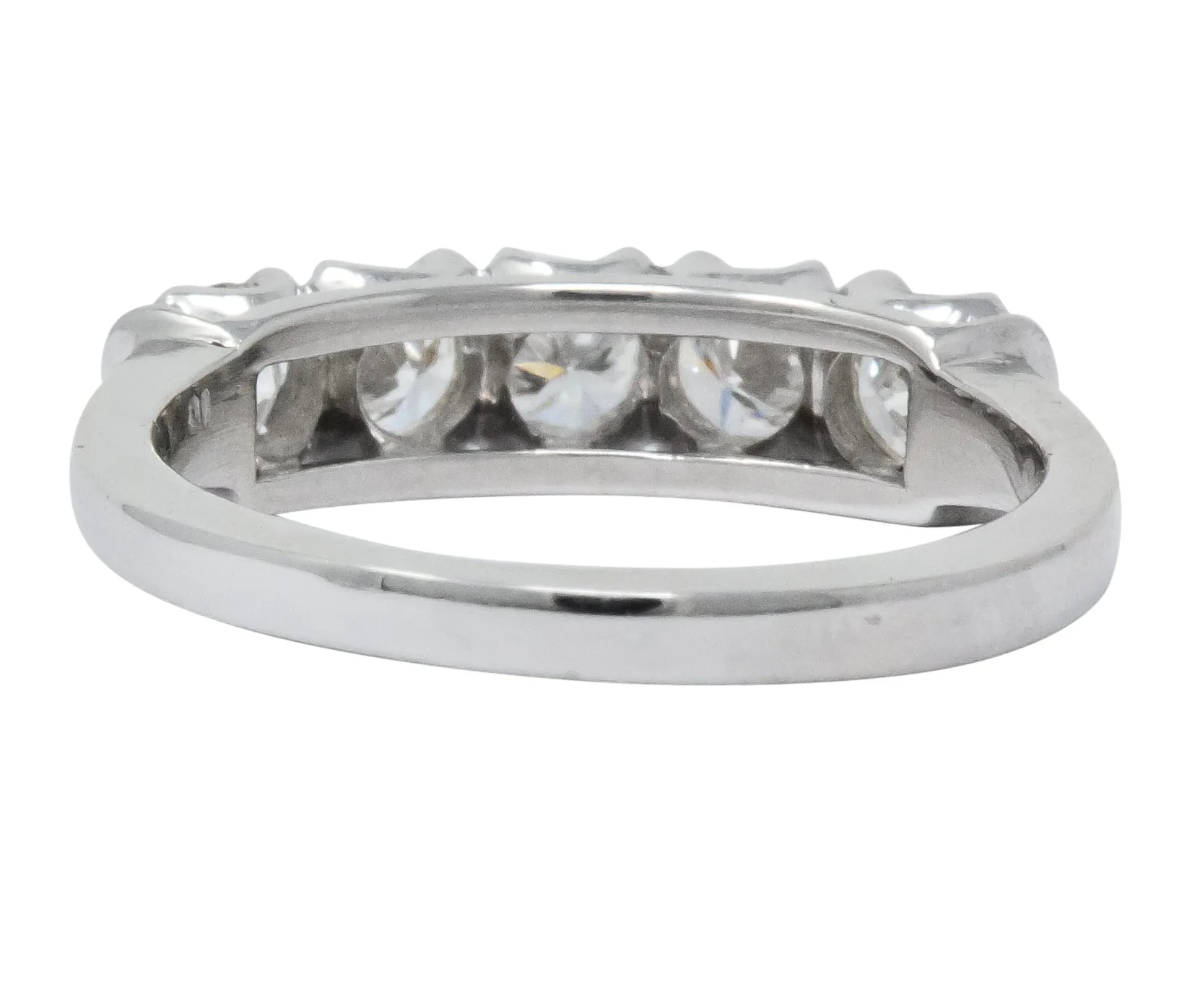 Retro 0.90 CTW Diamond Platinum Anniversary 5 Stone Band Ring - Image 6