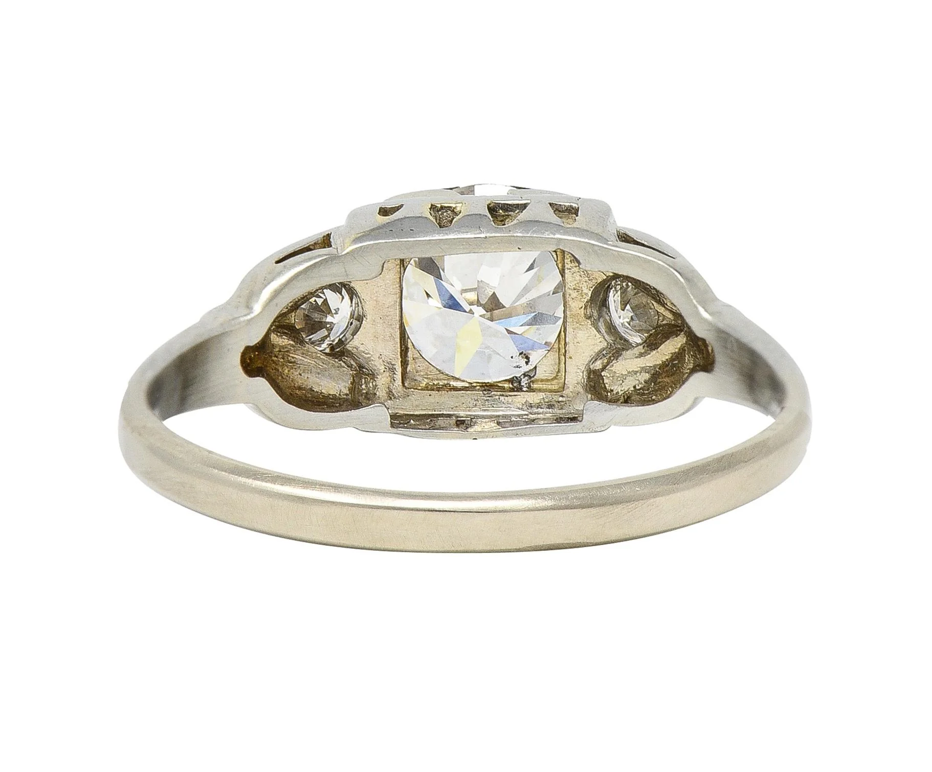 Retro 0.95 CTW Transitional Diamond 14 Karat White Gold Vintage Engagement Ring - Image 4