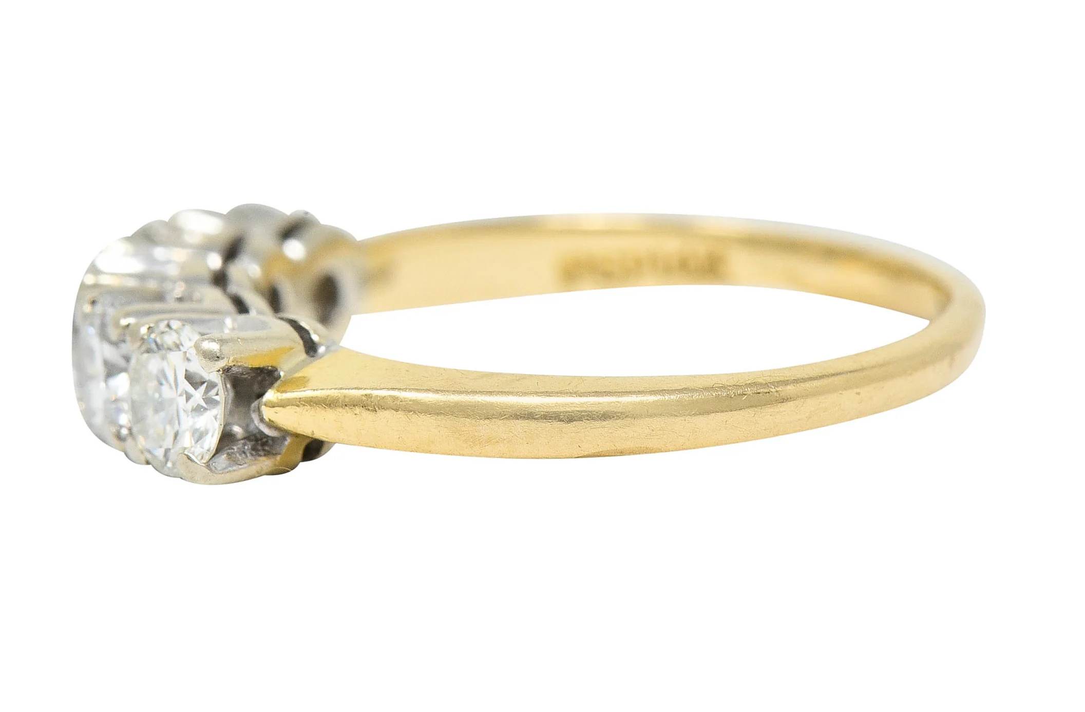 Retro 1.00 CTW Diamond 14 Karat Two-Tone Gold Stacking Band Ring - Image 5