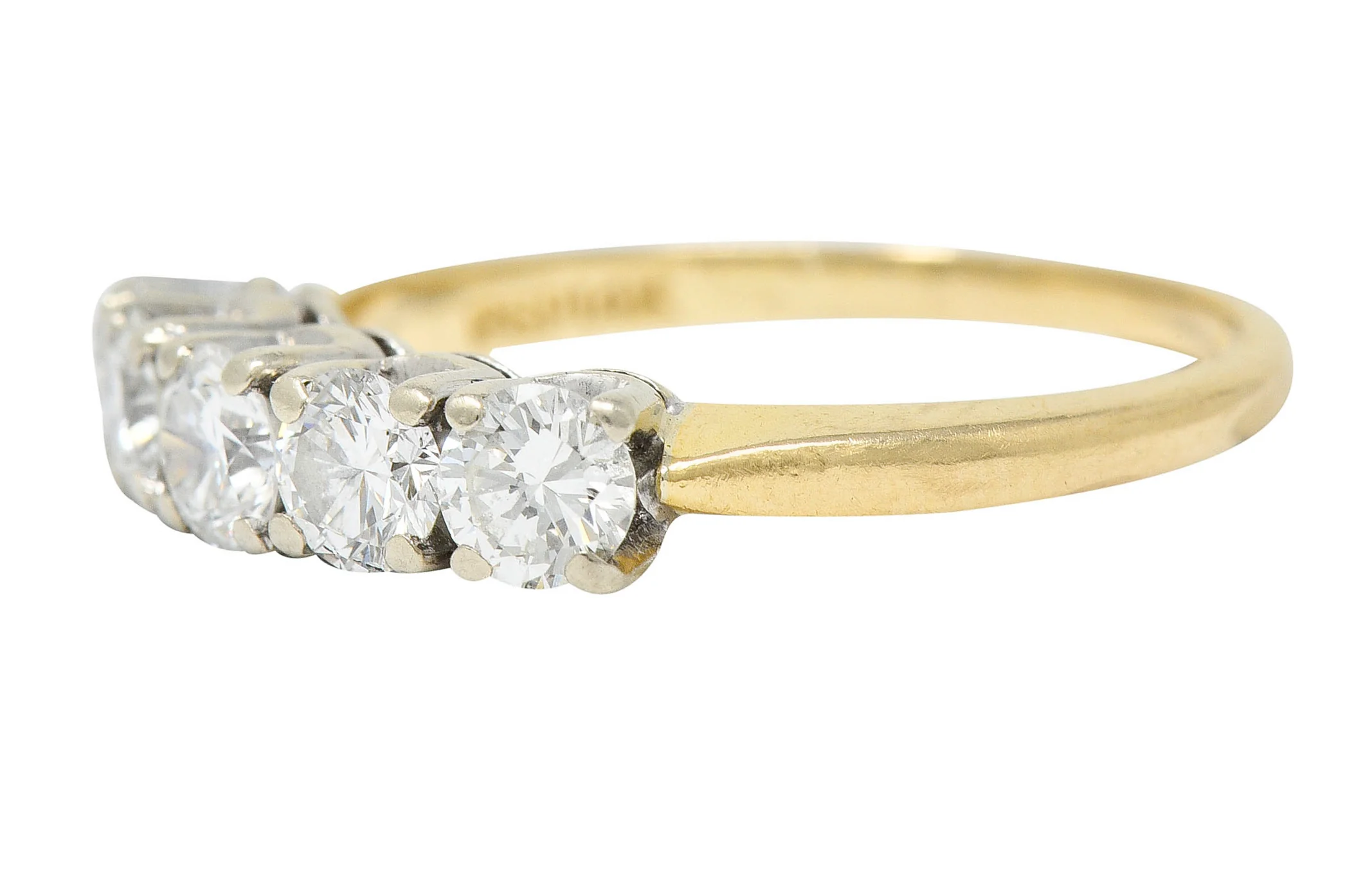 Retro 1.00 CTW Diamond 14 Karat Two-Tone Gold Stacking Band Ring - Image 6