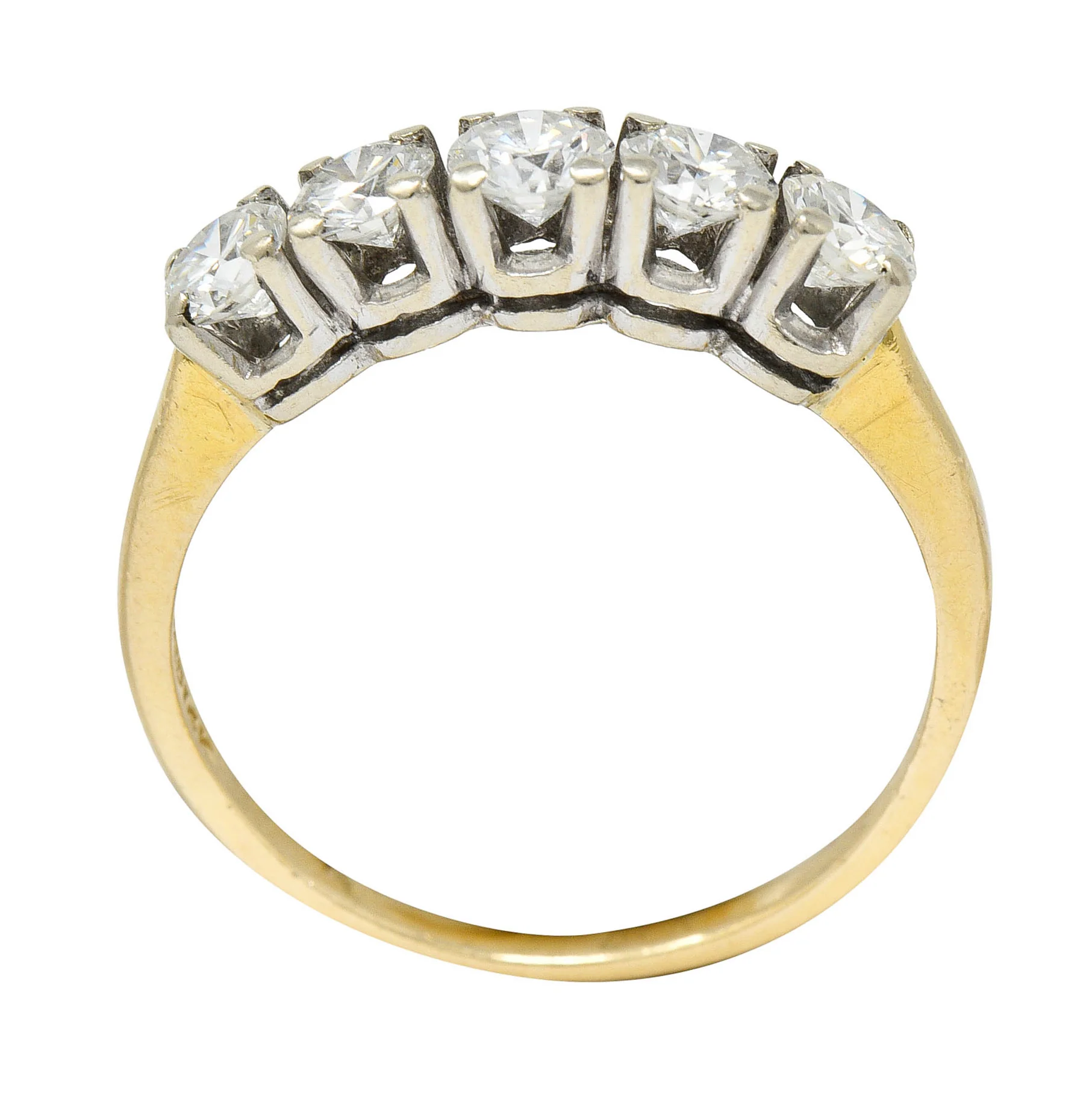 Retro 1.00 CTW Diamond 14 Karat Two-Tone Gold Stacking Band Ring - Image 8
