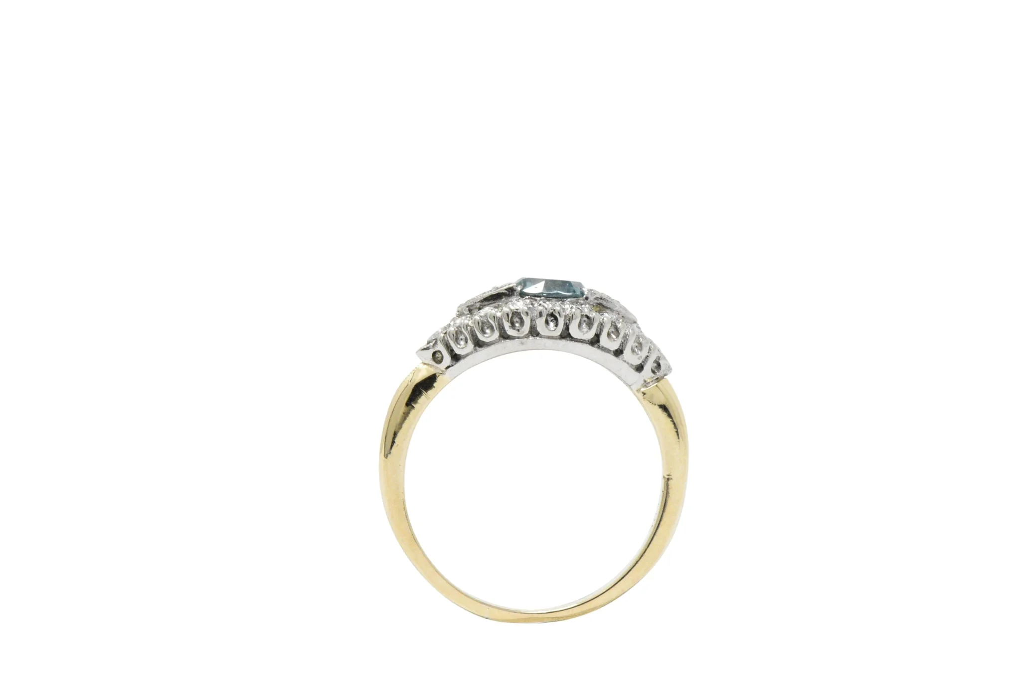 Retro 1.00CTS Zircon Diamond Platinum & 14K Gold Ring - Image 5